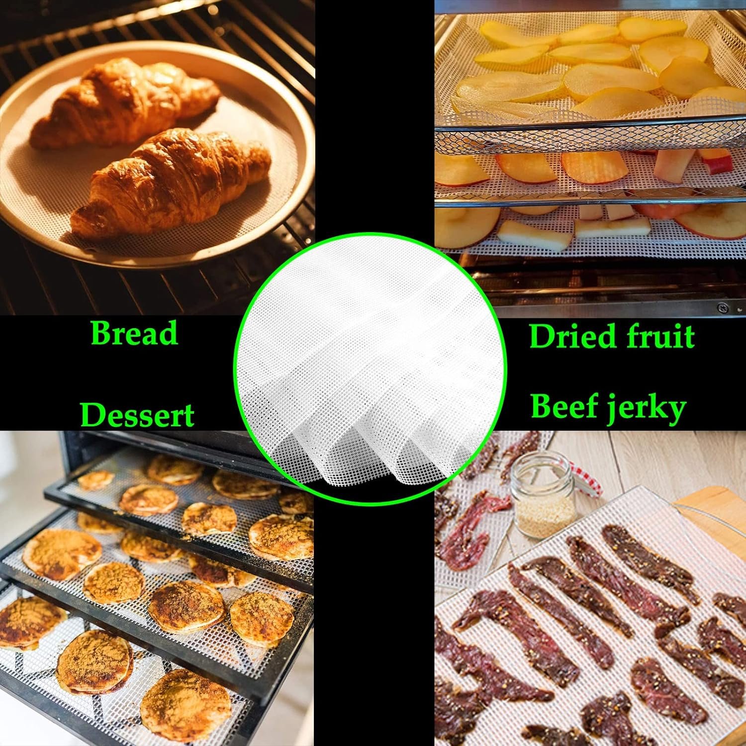 Silicone Non stick Silicone Dehydrator Sheets For Fruit Dryer Mesh Fruit Dryer Mesh Dim Sum Mesh Dumpling Steaming Screen Mat 16*160