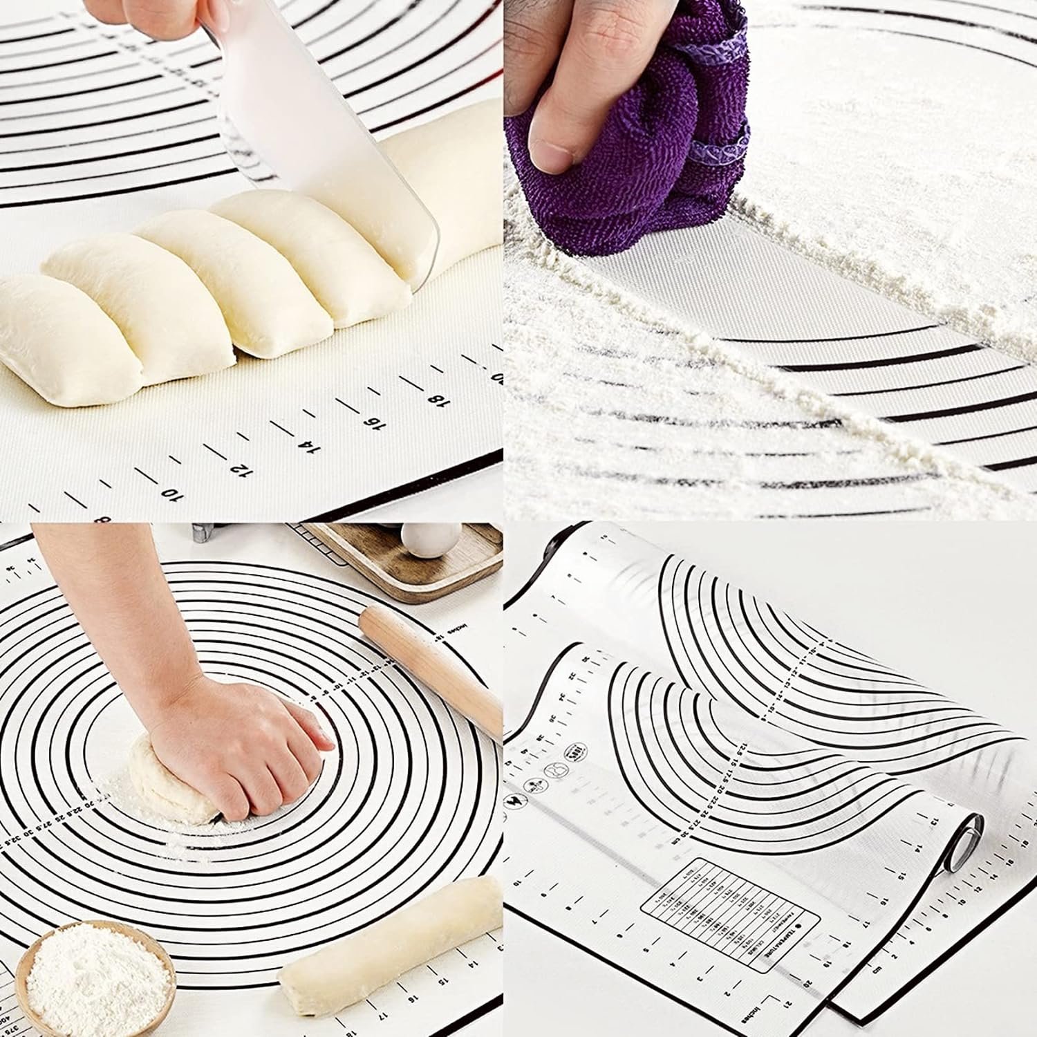 Silicone Pastry Mat Extra Large, 32 x 24 Non-stick Baking Mat with Measurement Kneading Board for Dough Rolling, Non-slip Counter Mat, Oven Liner, Fondant/Pie Crust Mat