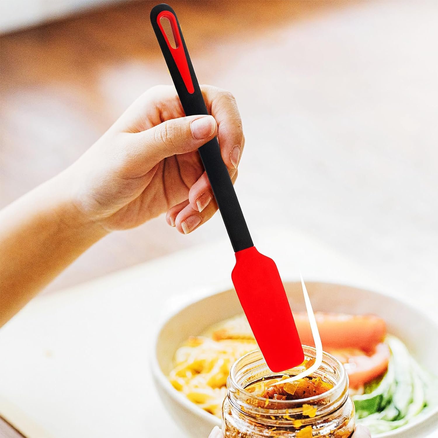 Silicone Spatula - Heat Resistant Rubber Spatulas for Cooking  Baking - Set of 4 - Red  Black