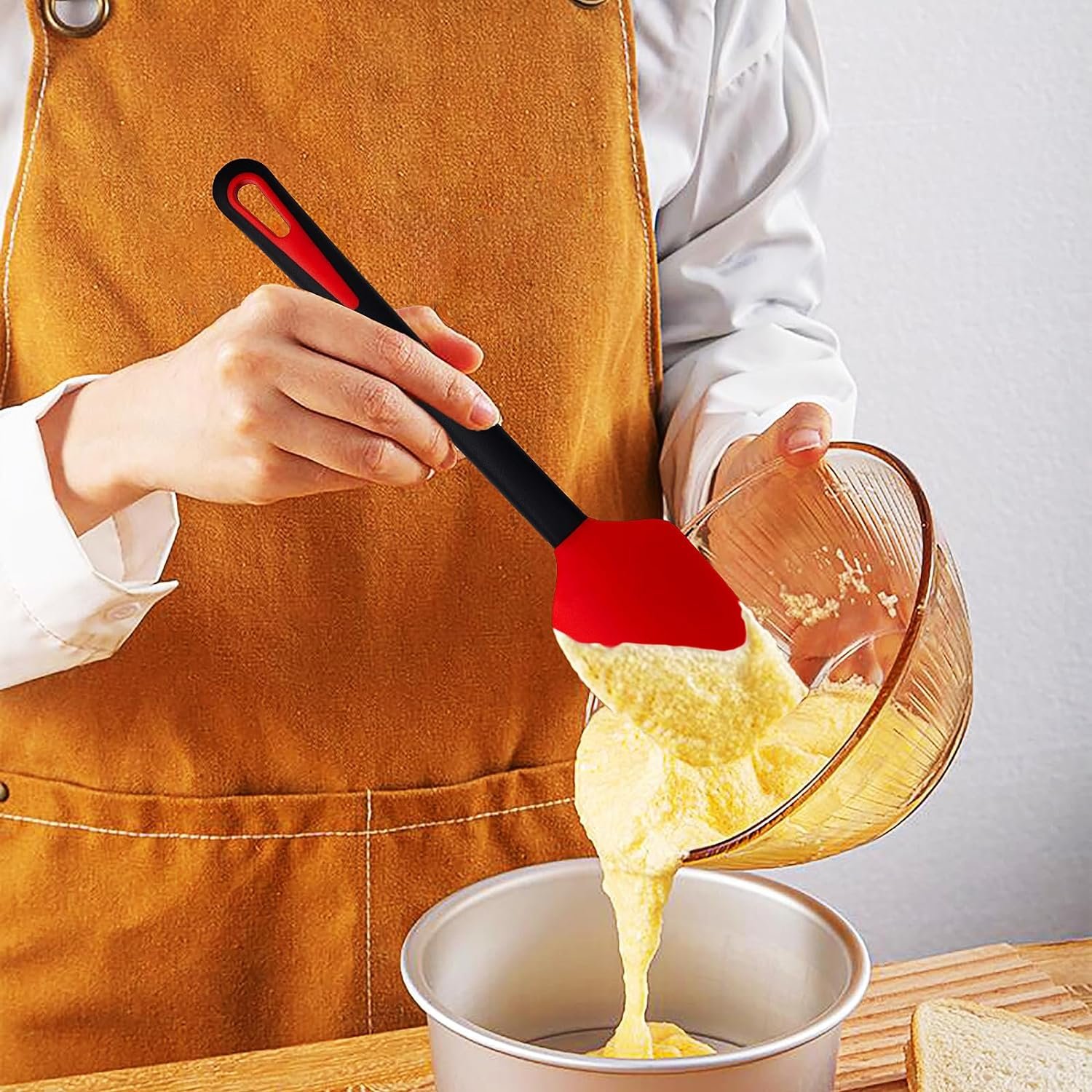 Silicone Spatula - Heat Resistant Rubber Spatulas for Cooking  Baking - Set of 4 - Red  Black