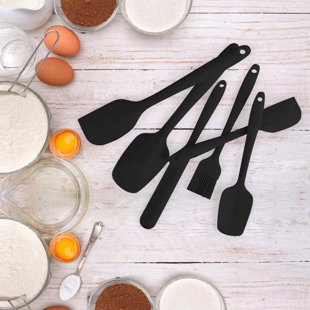 Silicone Spatula Set, 6 Piece Heat Resistant Rubber Spatulas Set for Baking Cooking and Mixing Kitchen Utensils Seamless One Piece Spatula with Stainless Steel Core, Nonstick Dishwasher Safe