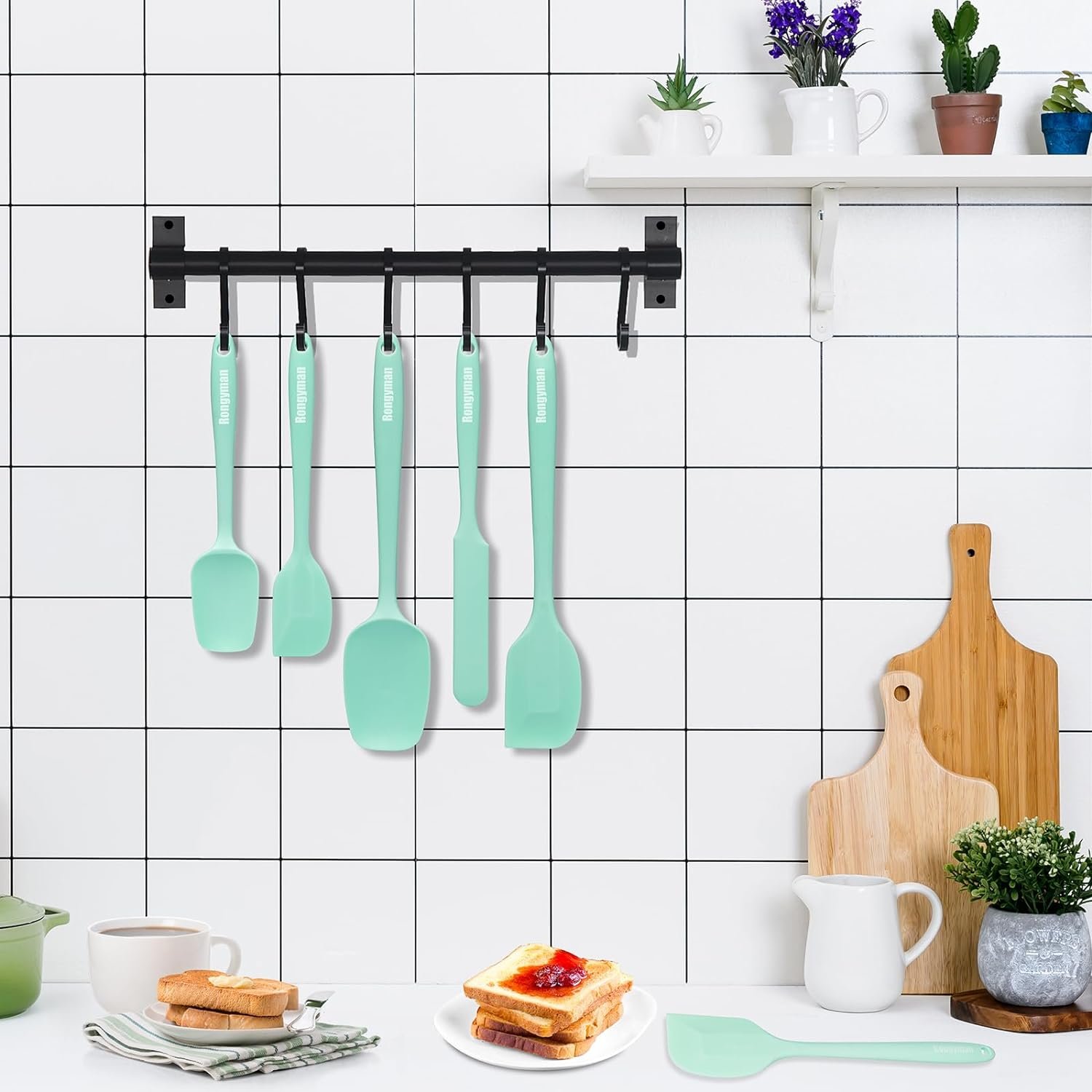 Silicone Spatula Set of 5 Spatulas Silicone Heat Resistant 446°F Kitchen Spatulas for Baking, Cooking and Mixing,Non Stick Cookware Food Grade, BPA Free, Dishwasher Safe, Multicolor