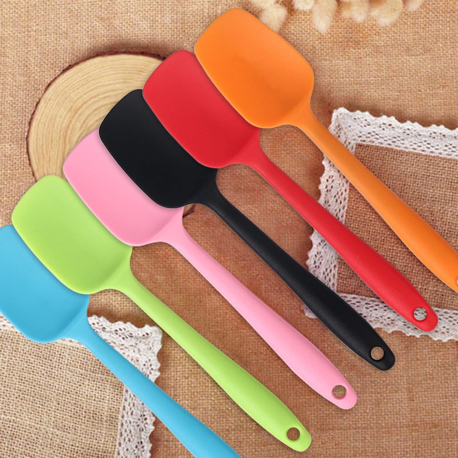 Silicone Spatulas, 10.6 inch Rubber Spoon Spatula Heat Resistant One Piece Design Seamless Non-Stick Spoonulas Flexible Scrapers Baking Mixing Tool (4 Pcs)