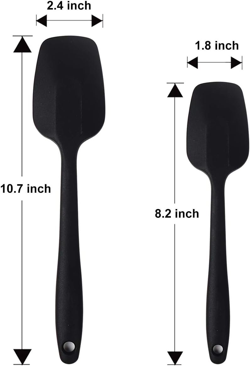 Silicone Spatulas, 10.6 inch Rubber Spoon Spatula Heat Resistant One Piece Design Seamless Non-Stick Spoonulas Flexible Scrapers Baking Mixing Tool (4 Pcs)