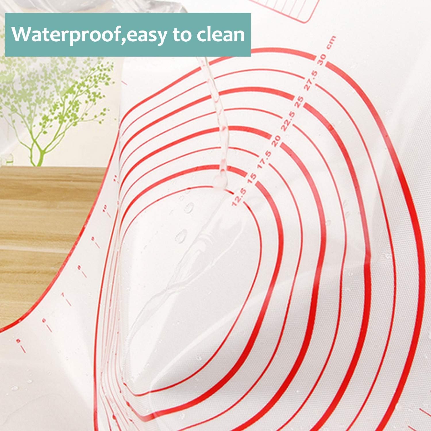 SiliQueen Silicone Pastry Baking Mat with Measurements Extra a Brush and a Dough Scraper- 23.5” x 15.7” Heat Resistant, BPA Free, Non-Stick Non-Slip Pastry Mat for Rolling Dough - Easy to Clean, Red