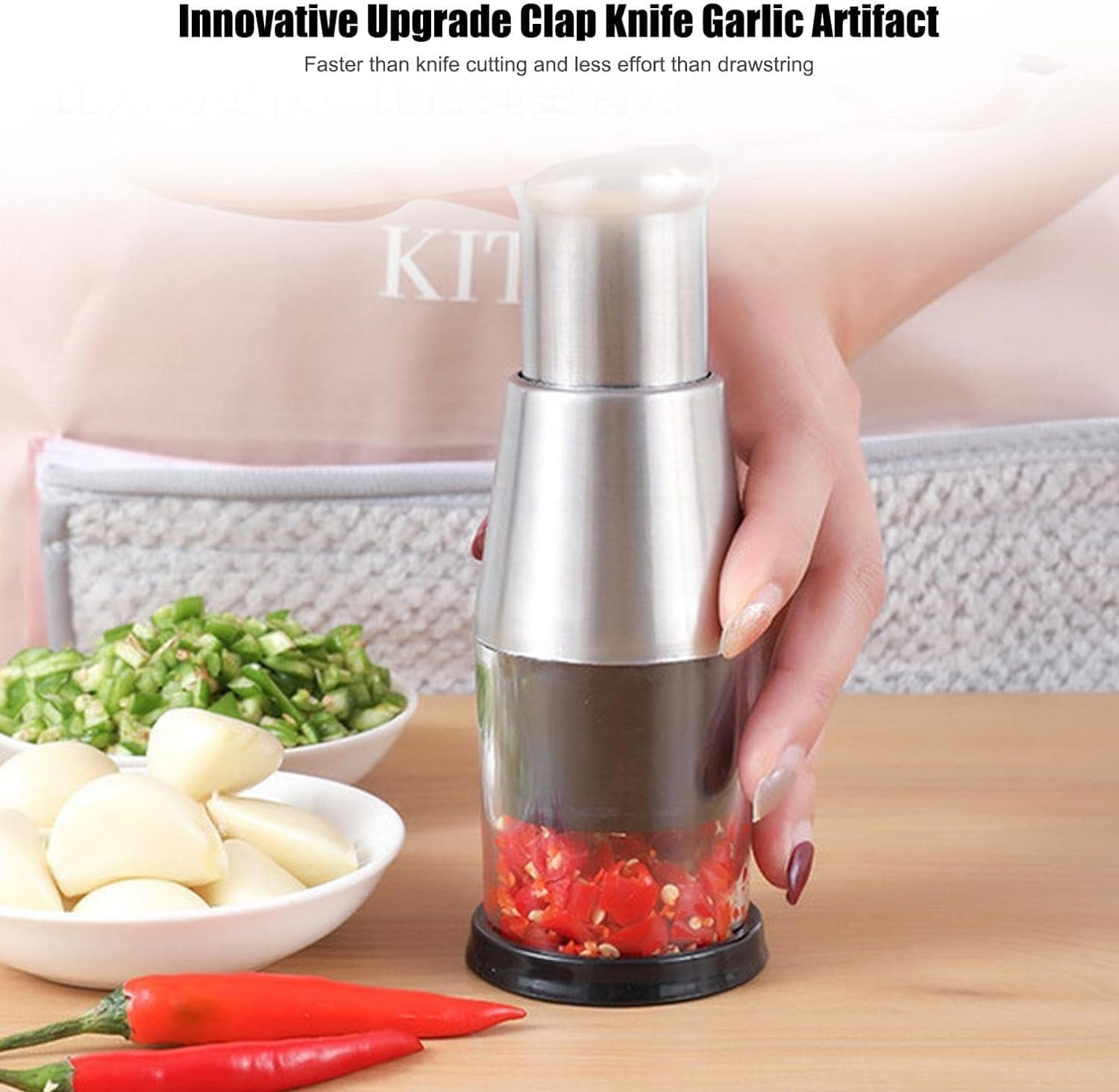 Silver Pressed Garlic Chopper,Multi-functional Manual Garlic Press,Upgraded Stainless Steel 304 Garlic Masher,Manual Garlic Masher,Suitable For Mincing Garlic,Slicing Peppers And Onions Garlic Presses