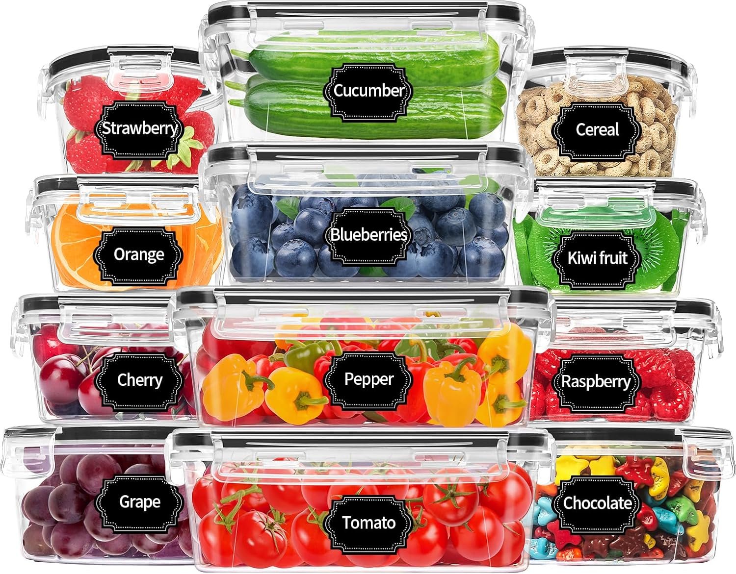 Skroam 12 Pack Airtight Food Storage Containers with Lids (6 Plastic Food Containers+6 Lids), BPA Free Kitchen Storage Containers for Pantry  Kitchen Organizer Storage, Fridge Containers, 20 Labels Skroam 12 Pack Airtight Food Storage Containers with Lids (6 Plastic Food Containers+6 Lids), BPA Free Kitchen Storage Containers for Pantry  Kitchen Organizer Storage, Fridge Containers, 20 Labels