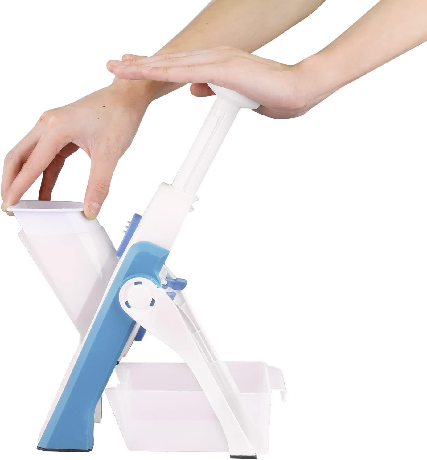 Slicer Safe Mandoline Slicer, Vegetable Slicer, French Fry Slicer, Thickness adjusting Kitchen Slicer, 5 in 1 vegetable slicer (LWQ-BLUE)