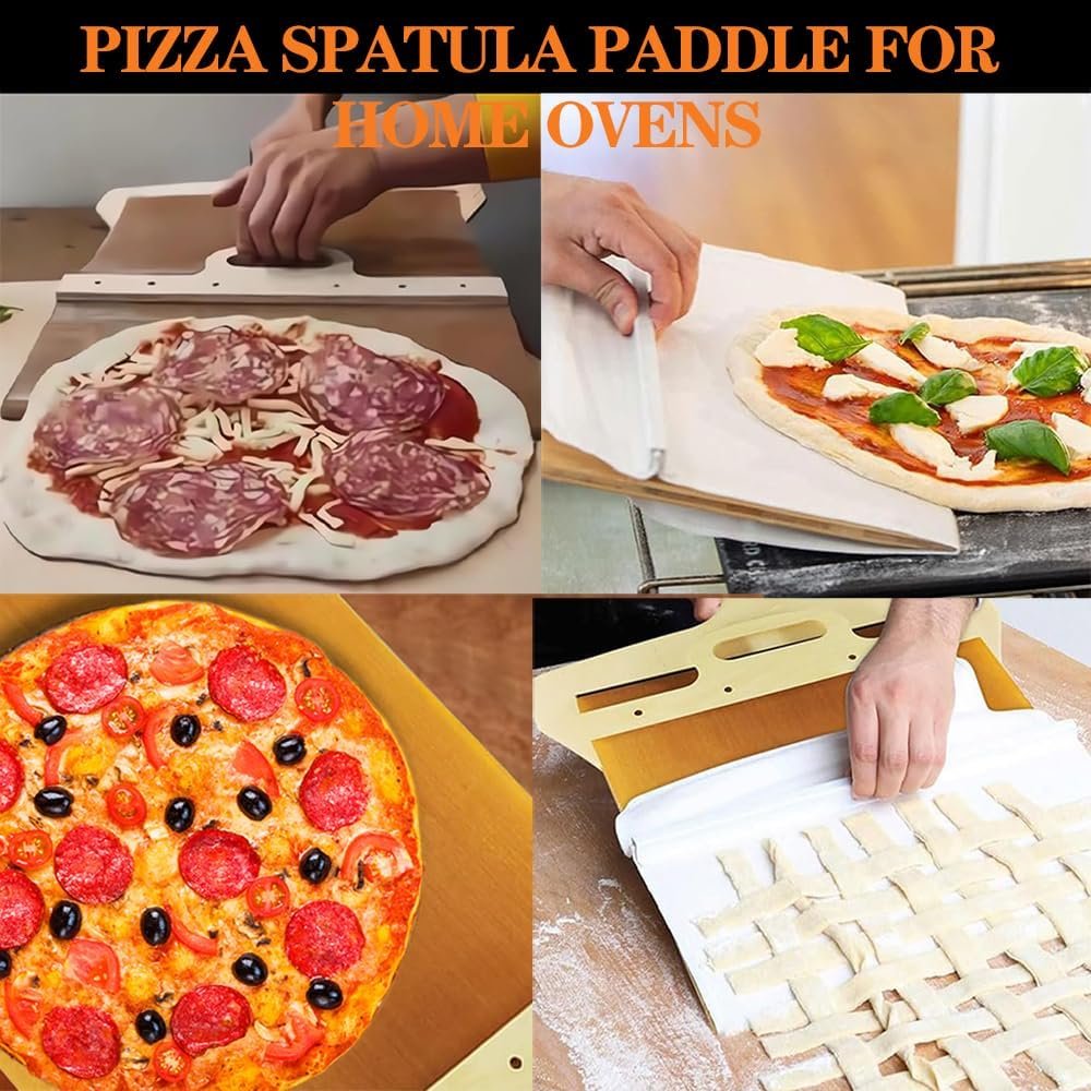 Sliding Pizza Peel 20×12, Pizza Peel Shovel with Handle Non-stick, Easy Transfer for Pizza Dough Sliding Pizza Peel, Pizza Spatula Paddle for Oven