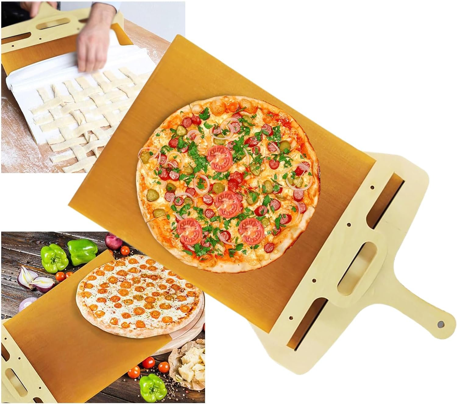 Sliding Pizza Peel 20×12, Pizza Peel Shovel with Handle Non-stick, Easy Transfer for Pizza Dough Sliding Pizza Peel, Pizza Spatula Paddle for Oven