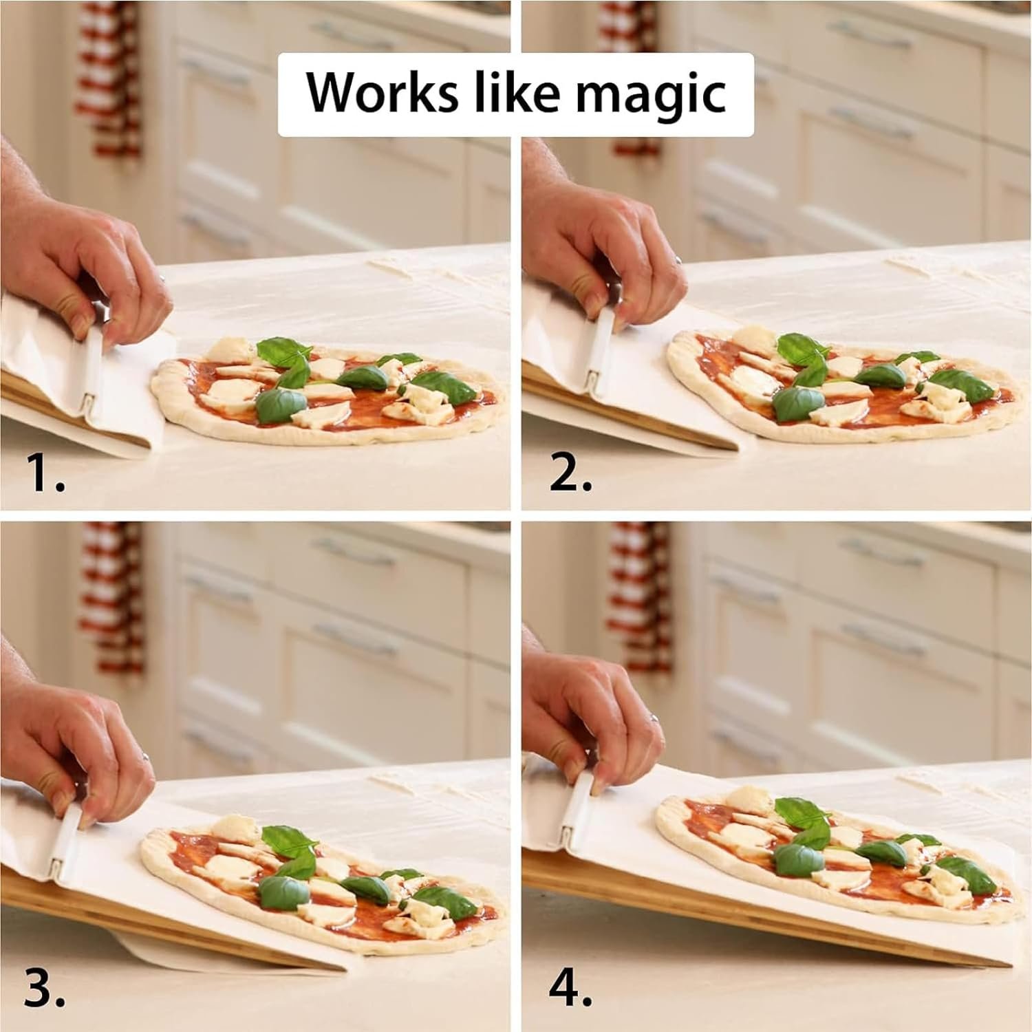 Sliding Pizza Peel, The Pizza Peel That Transfers Pizza Perfectl, Pizza Paddle with Handle, Non-stick, Pizza Spatula Paddle for Indoor  Outdoor Ovens,Pizza Accessories