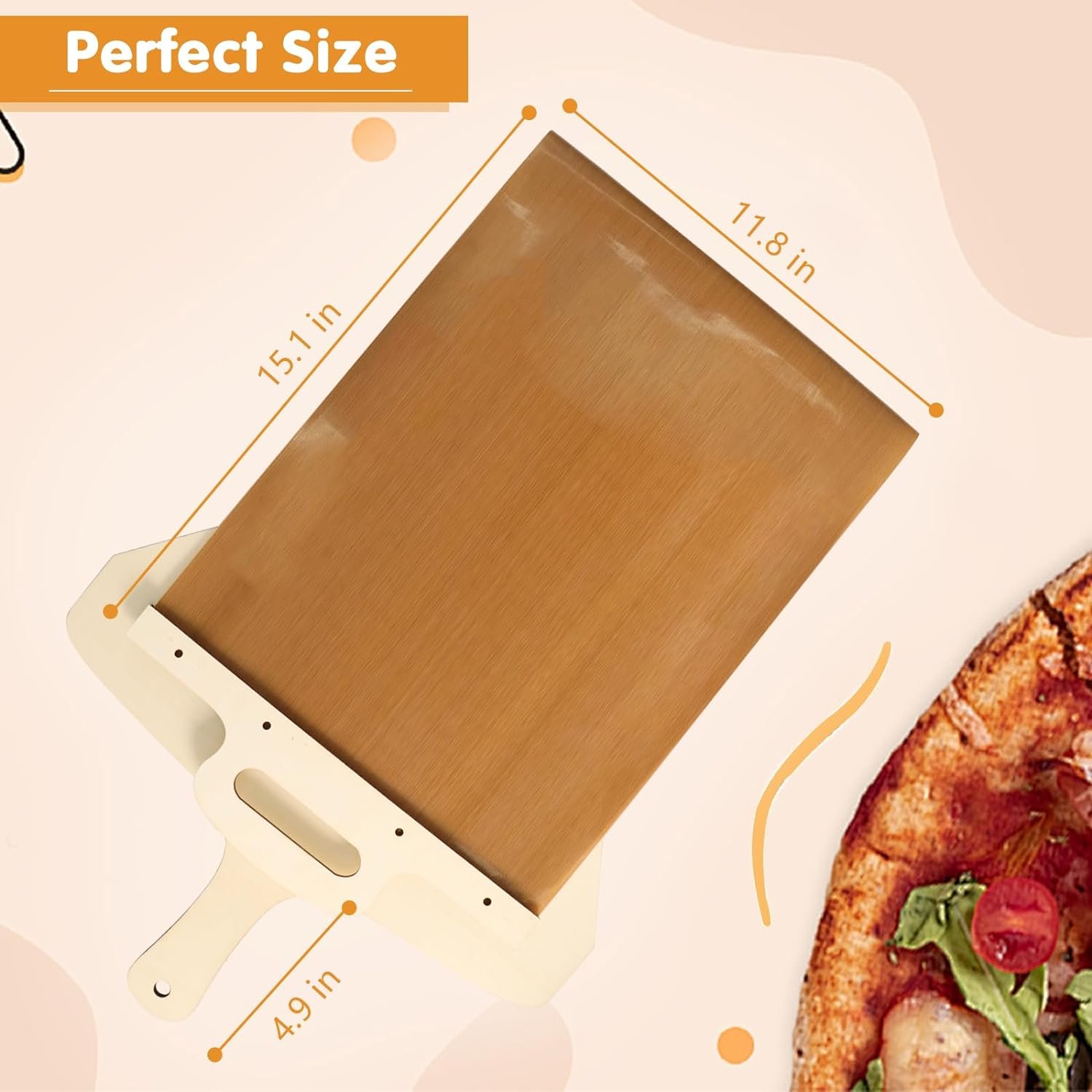 Sliding Pizza Peel, Wooden Pizza Paddle with Smooth Handle for Transfer the Pizza Crust, Pizza Oven Accessories, Non Stick Pizza Peel for Pizza  Bread