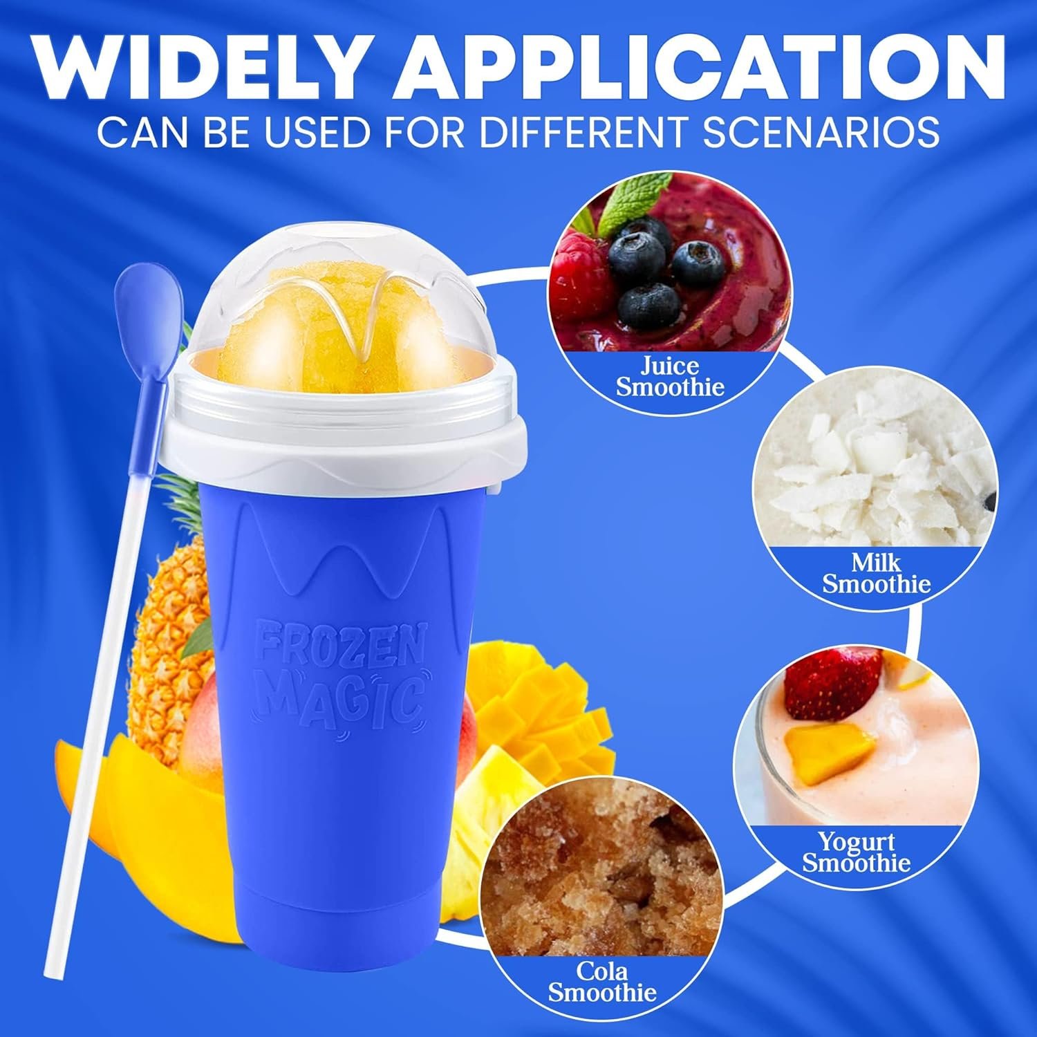 Slushie Cup slushie maker cup ，Magic Quick Frozen Smoothies Cup，Slushie Machine for Home Squeeze Slushie Cup ，diy slushie maker cup Gifts (Blue+red)