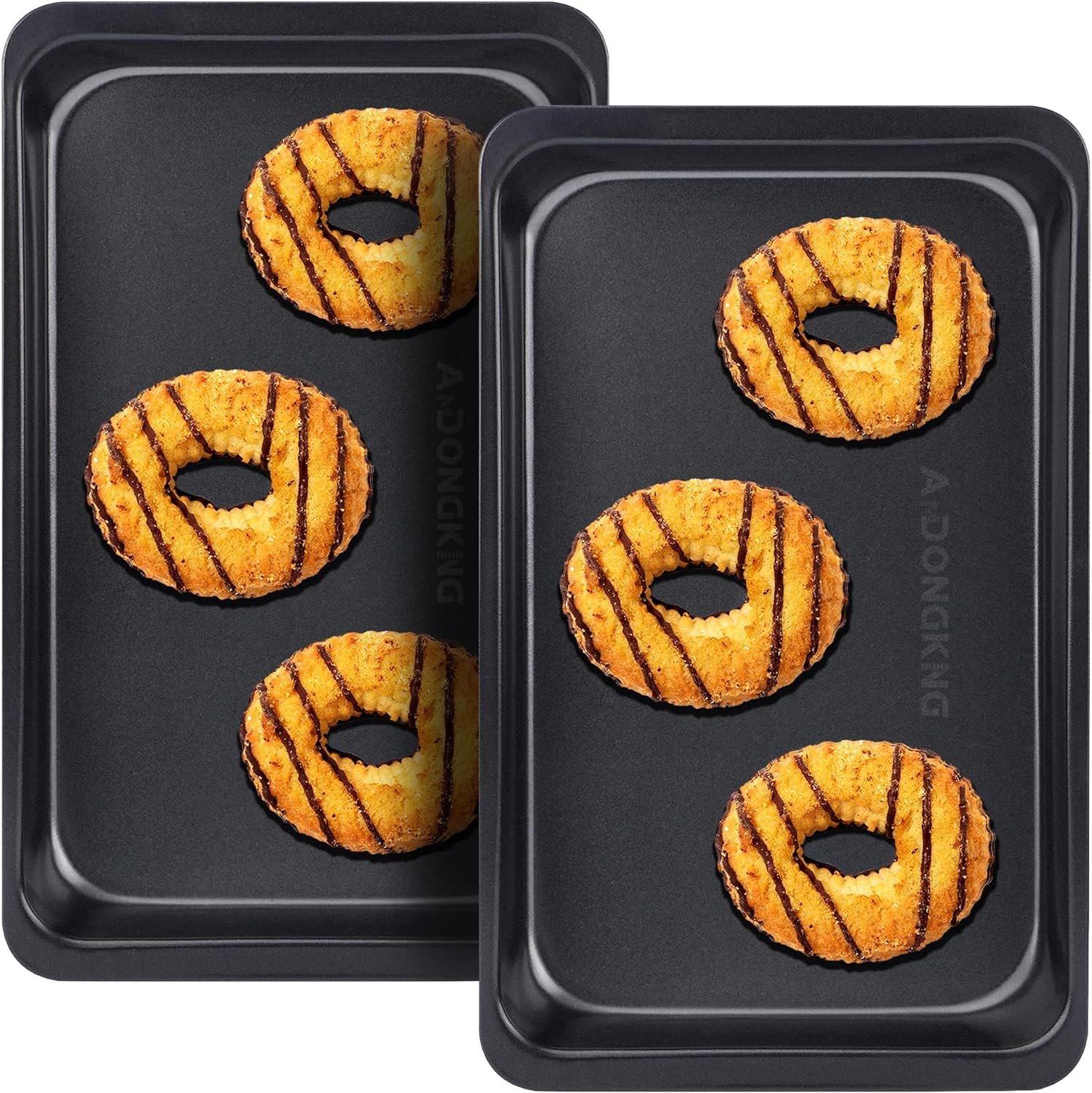 Small Cookie Sheets, Baking Pans, Nonstick Carbon Steel Baking Sheets, 2-Pack, 9.5 X 7.1 Inches (Inner 7.5 X 6)