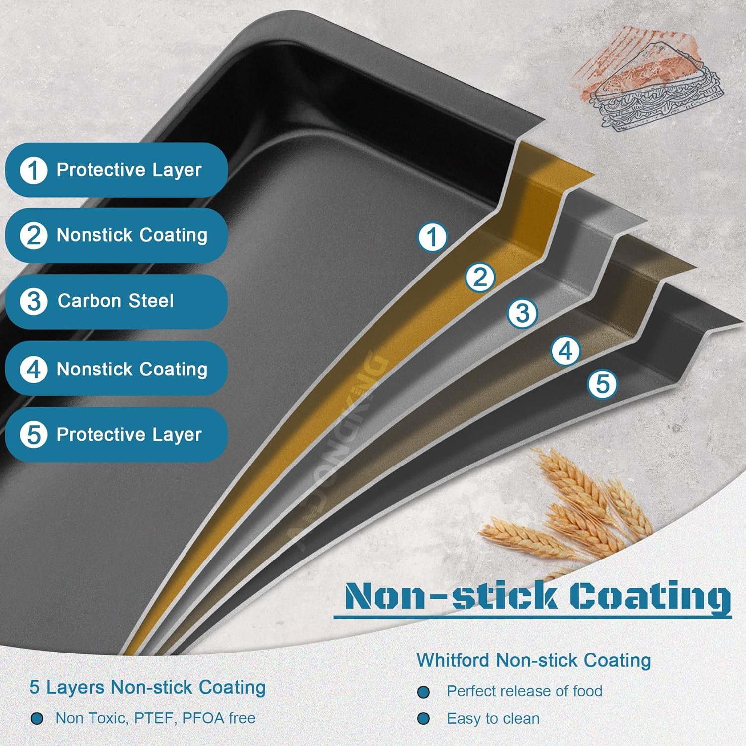 Small Cookie Sheets, Baking Pans, Nonstick Carbon Steel Baking Sheets, 2-Pack, 9.5 X 7.1 Inches (Inner 7.5 X 6)