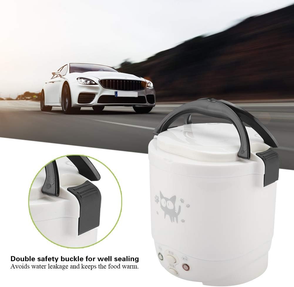 Small Rice Cooker,12v Portable Travel Rice Cooker For Car, Cooking Heating and Keeping Warm Function, Can be Used As a Electric Lunch Box(White)