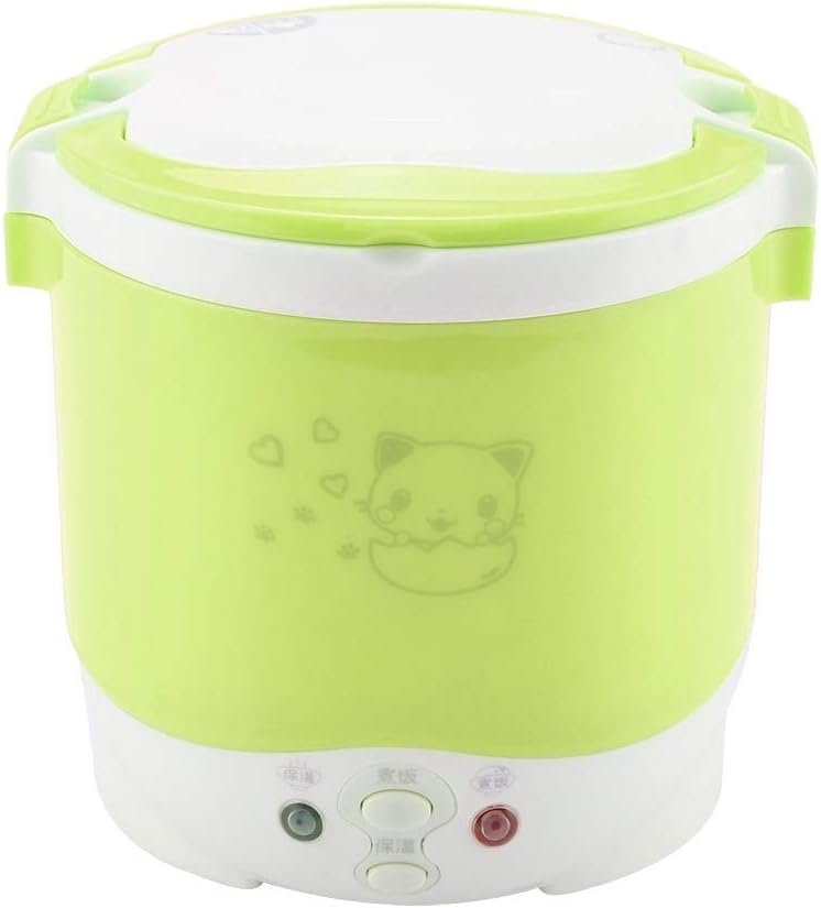 Small Rice Cooker,12v Portable Travel Rice Cooker For Car, Cooking Heating and Keeping Warm Function, Can be Used As a Electric Lunch Box(Green)