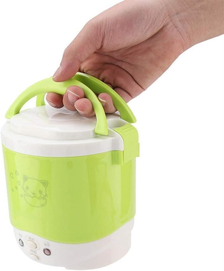 Small Rice Cooker,12v Portable Travel Rice Cooker For Car, Cooking Heating and Keeping Warm Function, Can be Used As a Electric Lunch Box(Green)