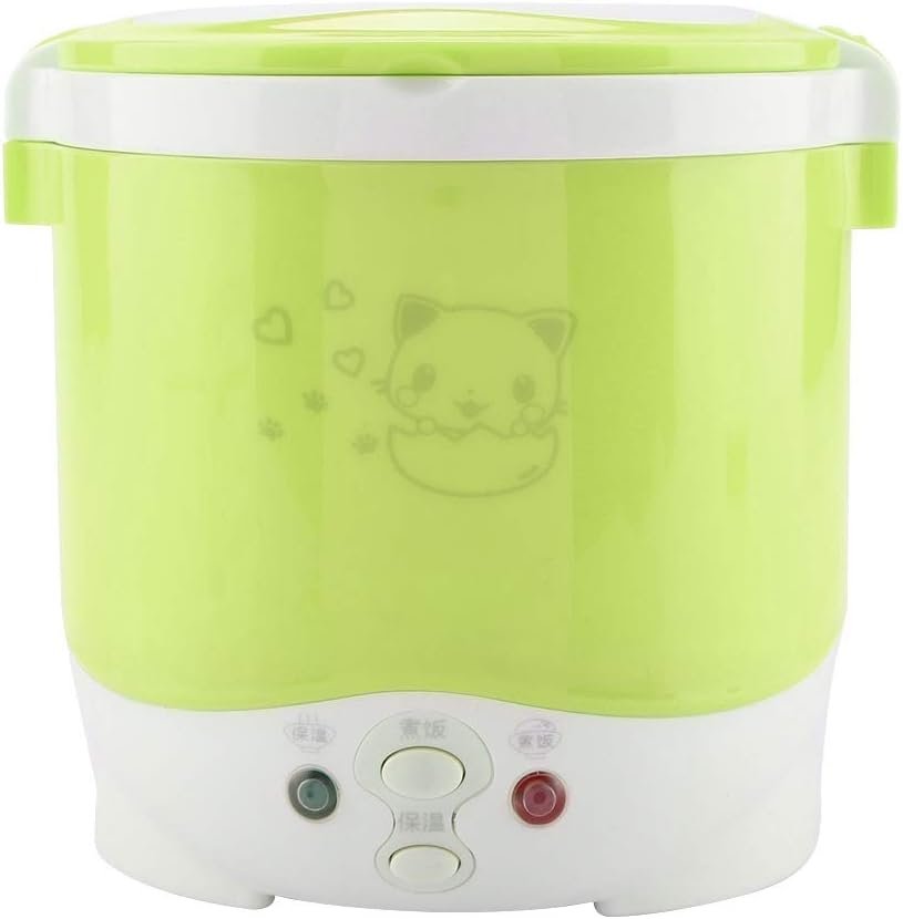 Small Rice Cooker,12v Portable Travel Rice Cooker For Car, Cooking Heating and Keeping Warm Function, Can be Used As a Electric Lunch Box(Green)