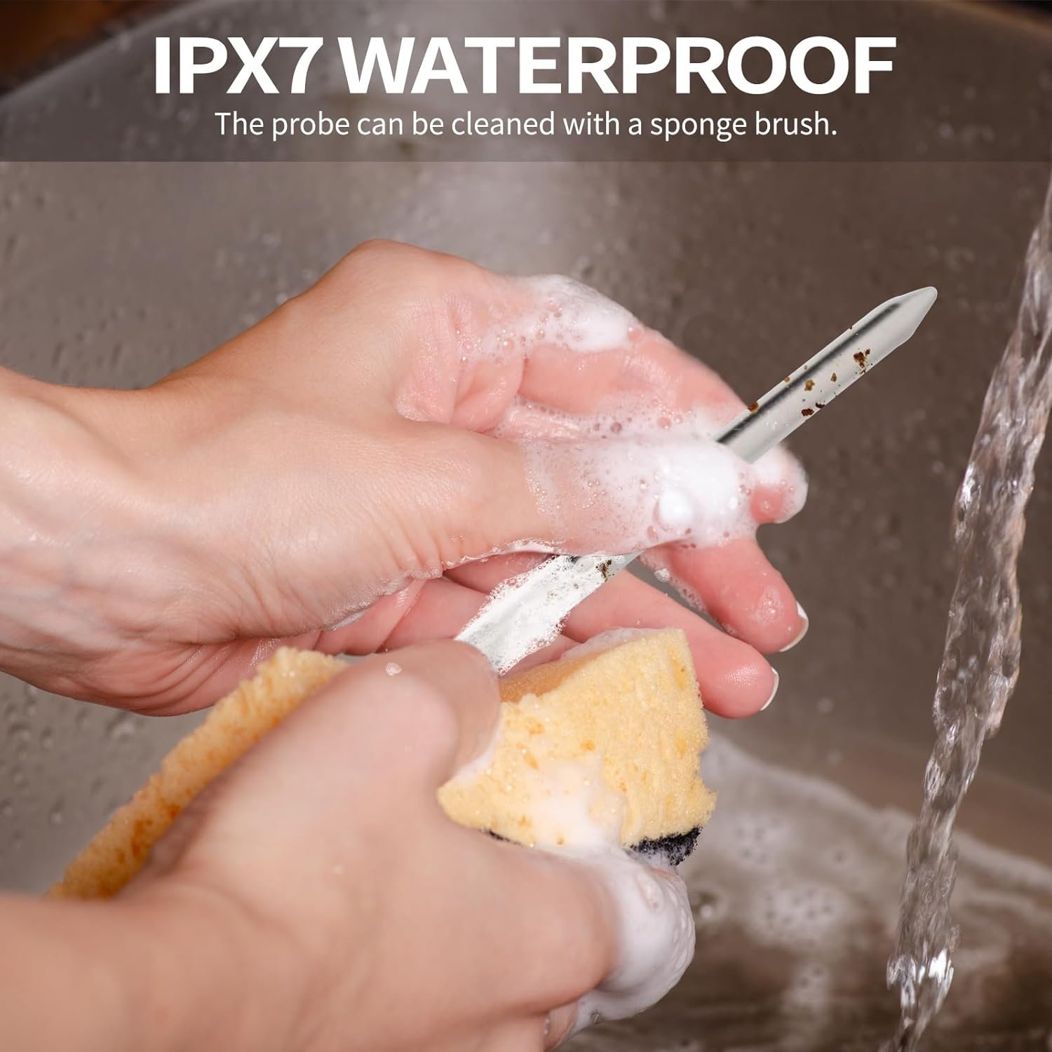 Smart Wireless Meat Thermometer with 493FT Long Wireless Range, Instant Read Digital Food Thermometer, APP Control, Kitchen Thermometer for Roast, Oven, Grill, BBQ, Smoker, Rotisserie (Black)