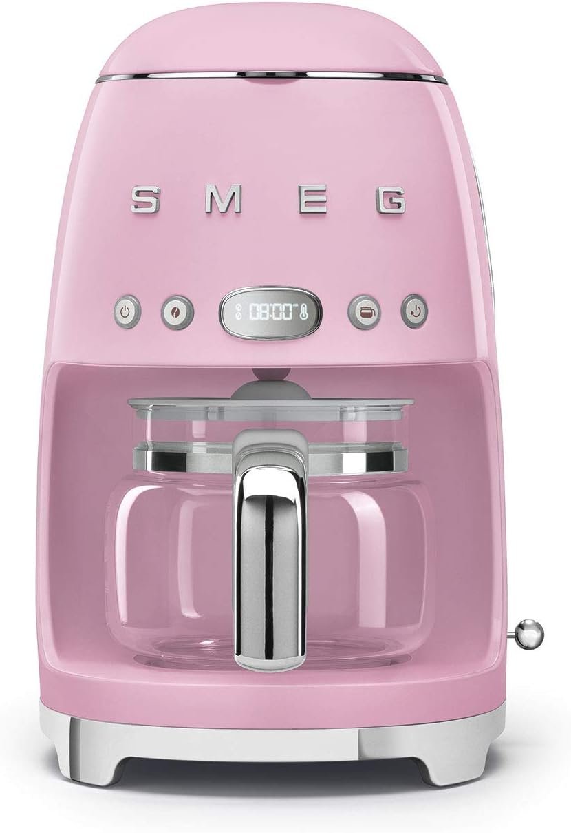 Smeg 1950s Retro Style 10 Cup Programmable Coffee Maker Machine (Stainless Steel), Large