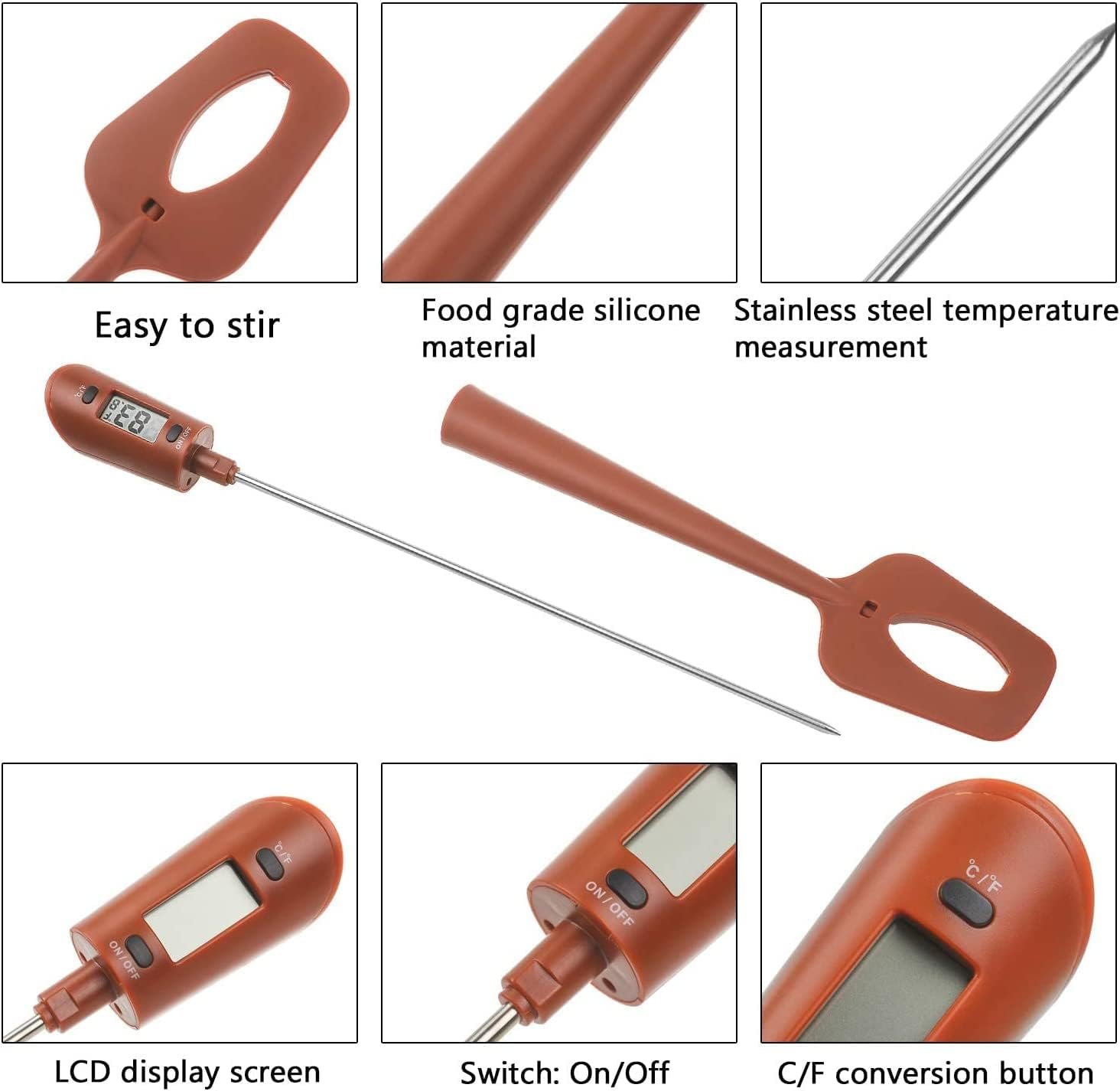 SMISME SMISME Candy Chocolate Thermometer, Long Probe Easy Read Digital Spatula Thermometer Takes Food Temperature While You Stir for Kitchen Cooking, Baking, BBQ, Sauce, Jam Making