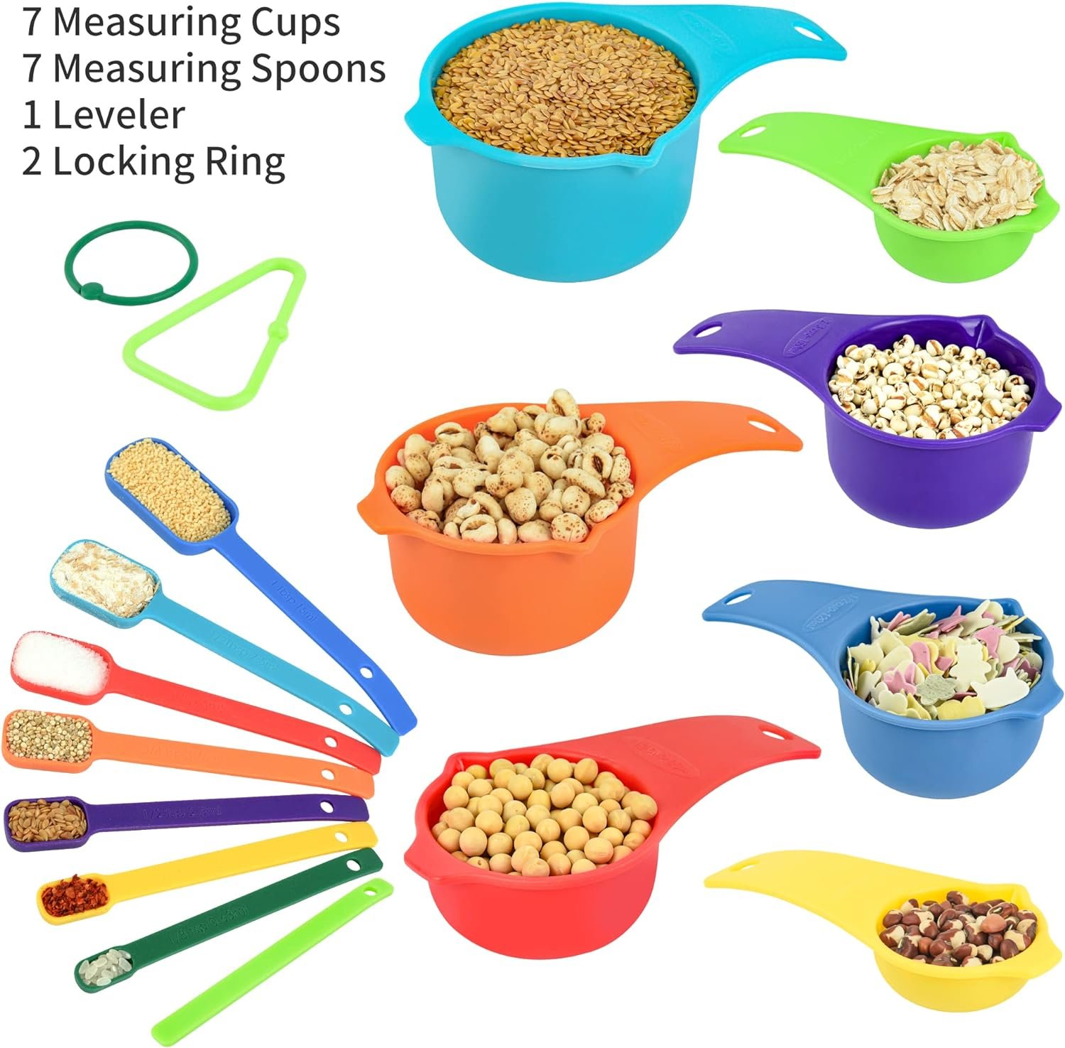 Smithcraft Measuring Cups and Spoons Set, Plastic Measuring Cup Set 15, Mixing Color Dry Measuring Cups Spoons, 7 Measuring Cups 7 Measuring Spoons, Kitchen Measure Cups Spoons for Cooking Baking Smithcraft Measuring Cups and Spoons Set, Plastic Measuring Cup Set 15, Mixing Color Dry Measuring Cups Spoons, 7 Measuring Cups 7 Measuring Spoons, Kitchen Measure Cups Spoons for Cooking Baking