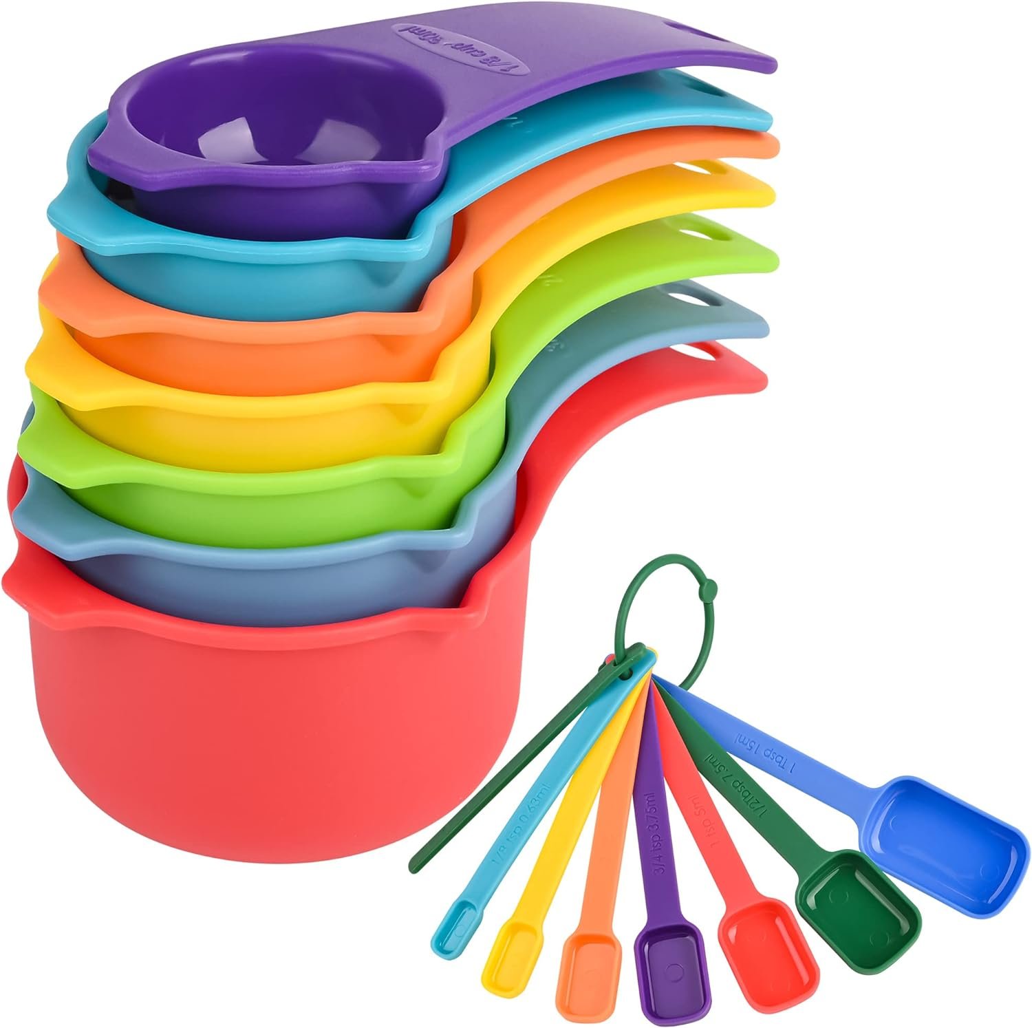 Smithcraft Measuring Cups and Spoons Set, Plastic Measuring Cup Set 15, Mixing Color Dry Measuring Cups Spoons, 7 Measuring Cups 7 Measuring Spoons, Kitchen Measure Cups Spoons for Cooking Baking Smithcraft Measuring Cups and Spoons Set, Plastic Measuring Cup Set 15, Mixing Color Dry Measuring Cups Spoons, 7 Measuring Cups 7 Measuring Spoons, Kitchen Measure Cups Spoons for Cooking Baking