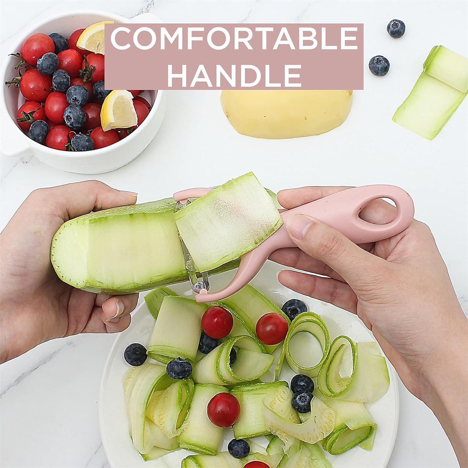 Social Chef 2-Piece Vegetable Peeler Set- Set of 2 Stainless Steel Blade Vegetable Peelers Set - Y Peeler and Swivel Peeler for Peeling Potatoes, Vegetables and Fruits (Pink) Social Chef 2-Piece Vegetable Peeler Set- Set of 2 Stainless Steel Blade Vegetable Peelers Set - Y Peeler and Swivel Peeler for Peeling Potatoes, Vegetables and Fruits (Pink)