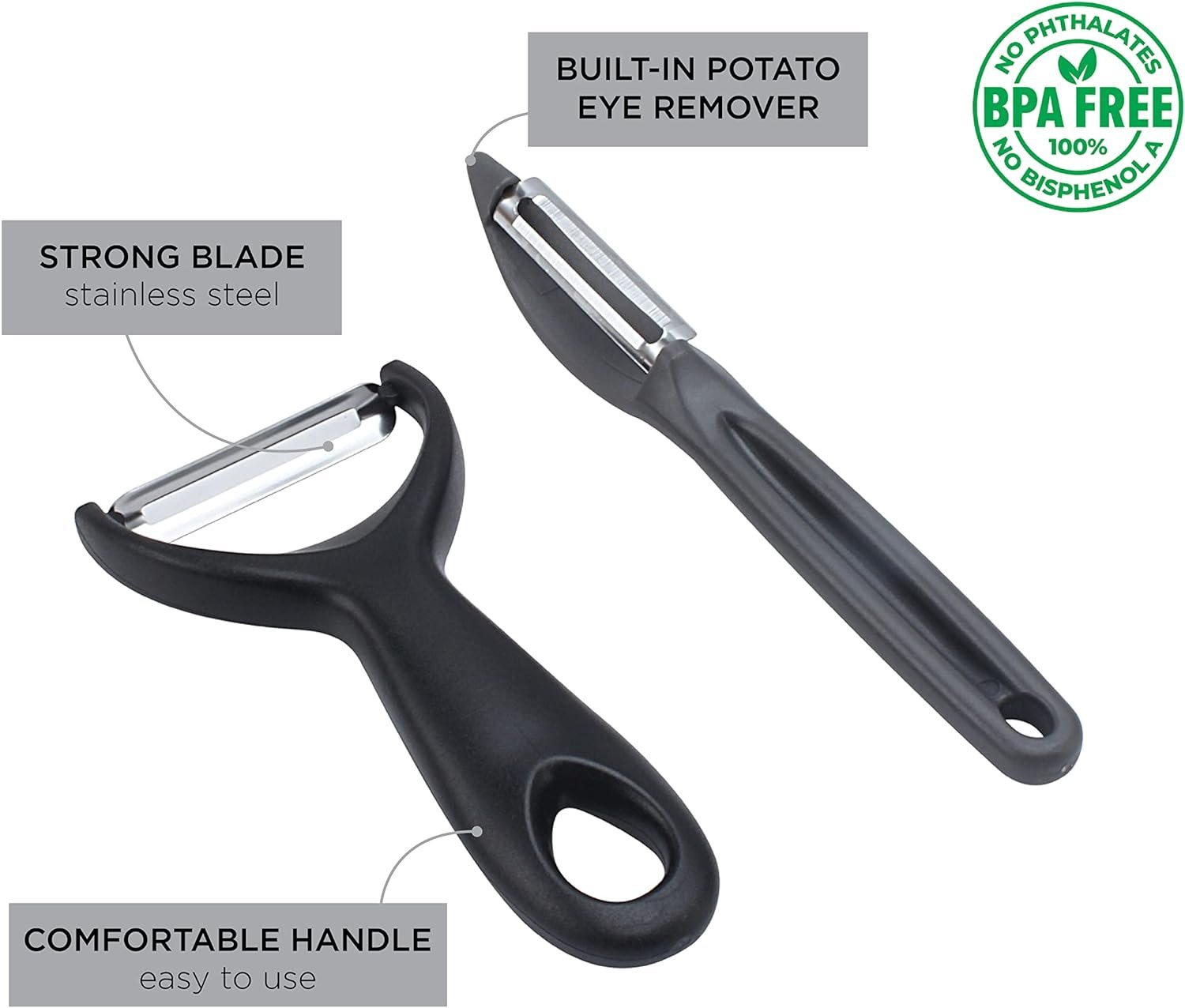 Social Chef 2-Piece Vegetable Peeler Set- Set of 2 Stainless Steel Blade Vegetable Peelers Set - Y Peeler and Swivel Peeler for Peeling Potatoes, Vegetables and Fruits (Pink) Social Chef 2-Piece Vegetable Peeler Set- Set of 2 Stainless Steel Blade Vegetable Peelers Set - Y Peeler and Swivel Peeler for Peeling Potatoes, Vegetables and Fruits (Pink)