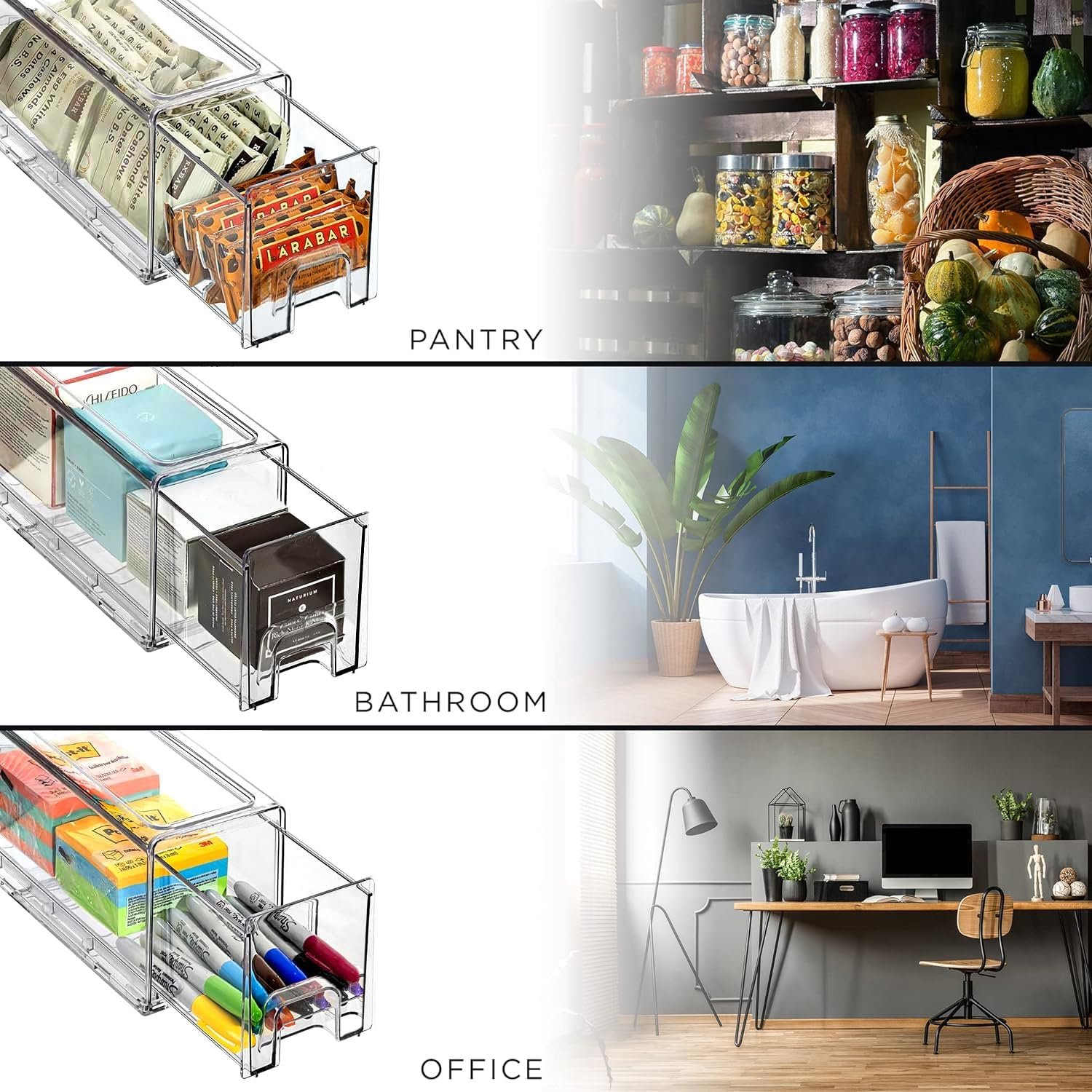 Sorbus Fridge Drawers - Clear Stackable Pull Out Refrigerator Organizer Bins - Food Storage Containers for Kitchen, Refrigerator, Freezer, Vanity  Fridge Organization and Storage (2 Pack | Small) Sorbus Fridge Drawers - Clear Stackable Pull Out Refrigerator Organizer Bins - Food Storage Containers for Kitchen, Refrigerator, Freezer, Vanity  Fridge Organization and Storage (2 Pack | Small)