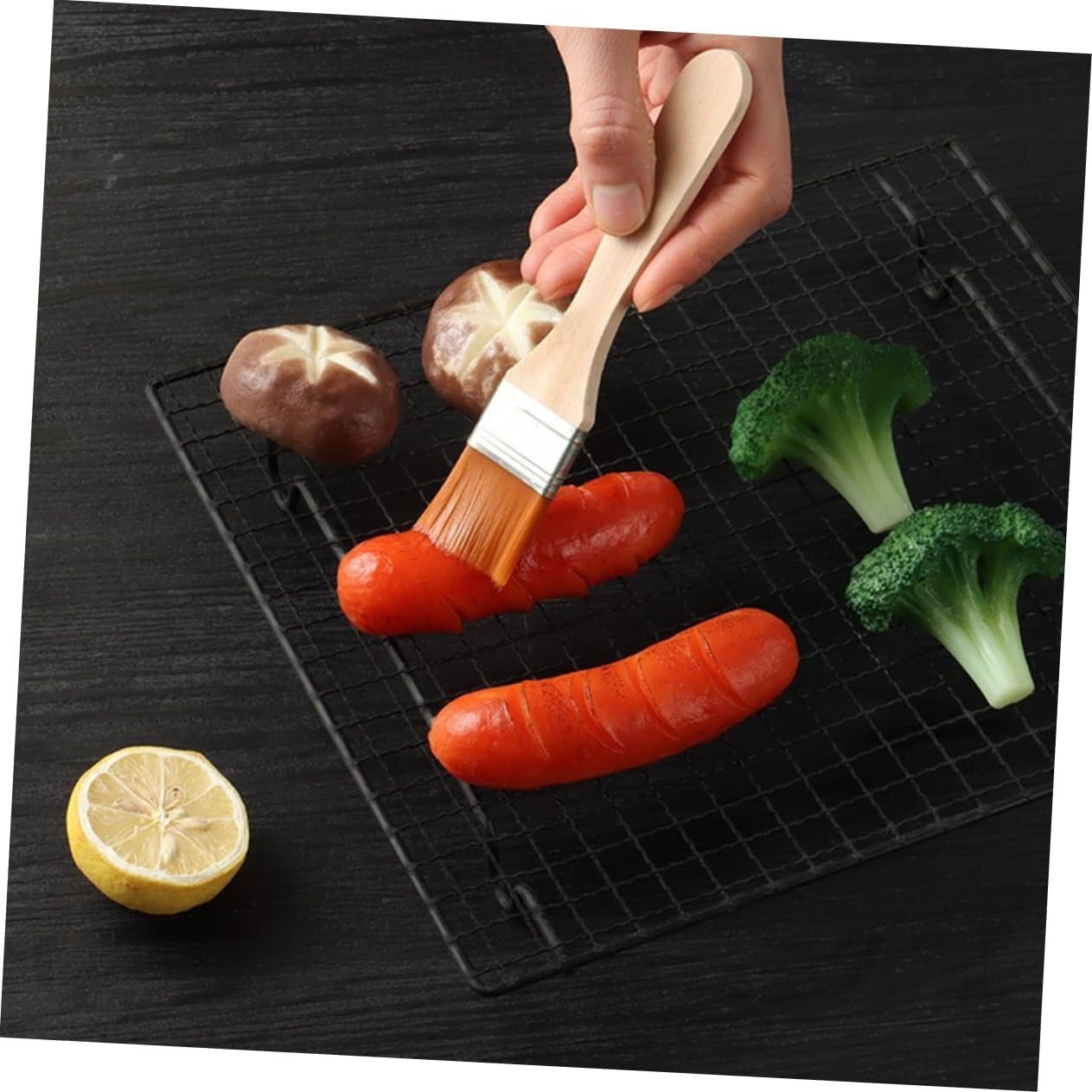 Sosoport 2pcs Bbq Dip Brush Cooking Brush for Oil and Sauce Grilling Grate Oil Brush Nylon Grill Brush Household Oil Brush Oil Brush for Cooking Puff Pastry Wooden Handle Portable Marinade