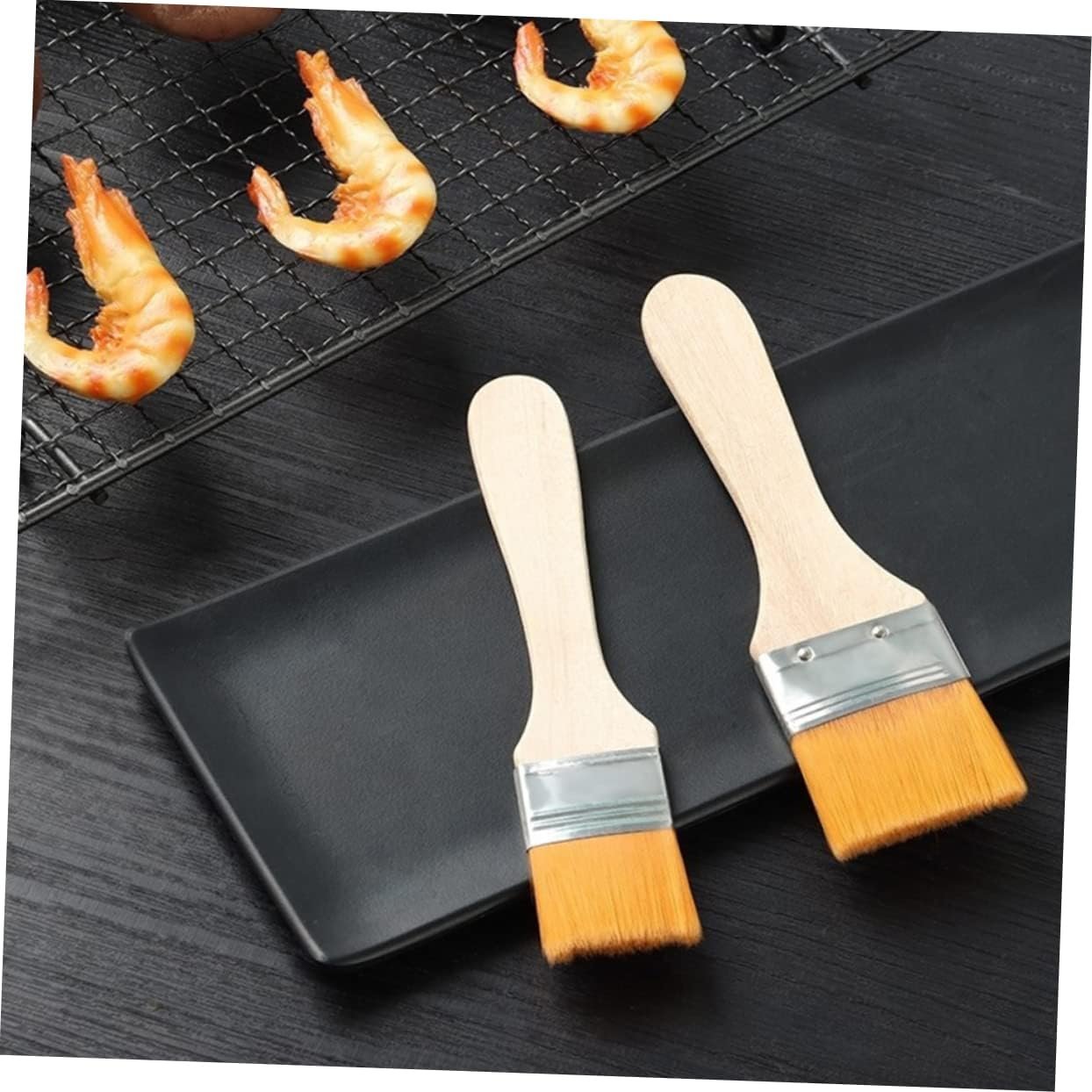 Sosoport 2pcs Bbq Dip Brush Cooking Brush for Oil and Sauce Grilling Grate Oil Brush Nylon Grill Brush Household Oil Brush Oil Brush for Cooking Puff Pastry Wooden Handle Portable Marinade