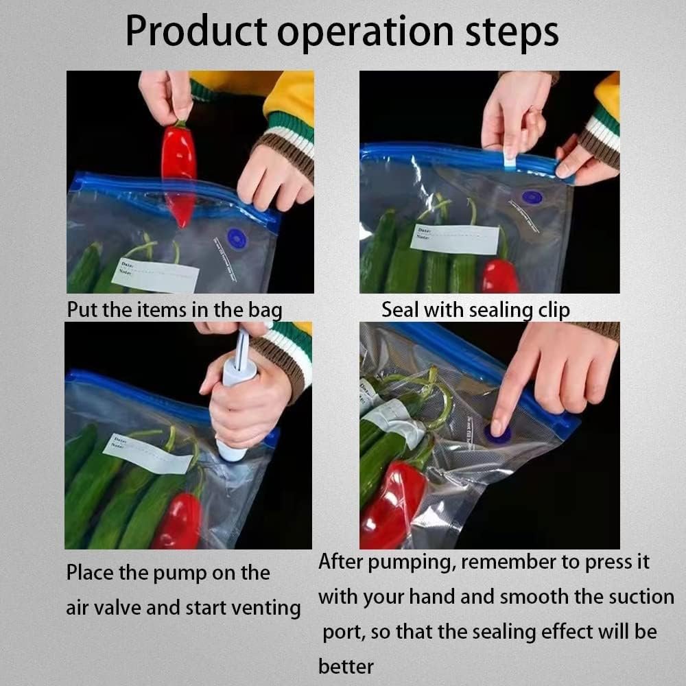Sous Vide Bags 22 Pack Reusable Vacuum Food Storage Bags Kit, with 3 Sizes Vacuum Food Bags,1 Hand Pump, 4 Sealing Clips for Food Storage and Sous Vide Cooking Sous Vide Bags 22 Pack Reusable Vacuum Food Storage Bags Kit, with 3 Sizes Vacuum Food Bags,1 Hand Pump, 4 Sealing Clips for Food Storage and Sous Vide Cooking