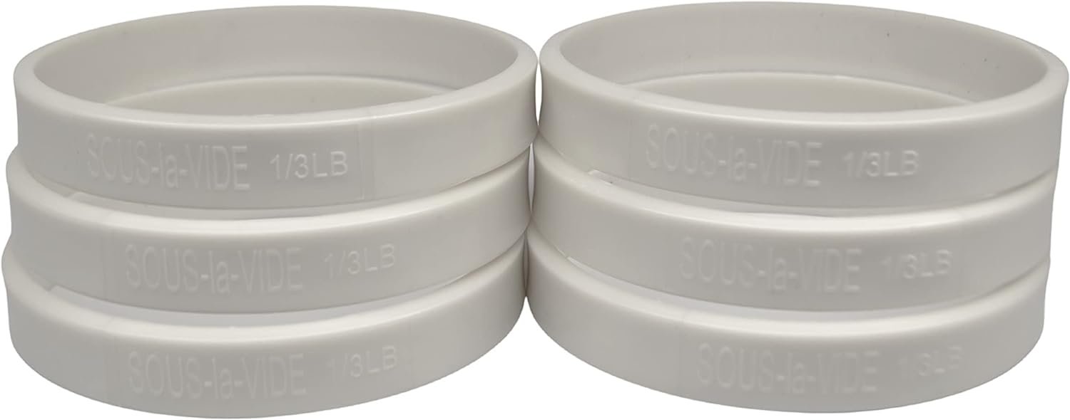 Sous Vide Perfect Hamburger/Burger Immersion Cooking Rings, SET of 6 (Combo 1/3 LB.  1/2 LB.)