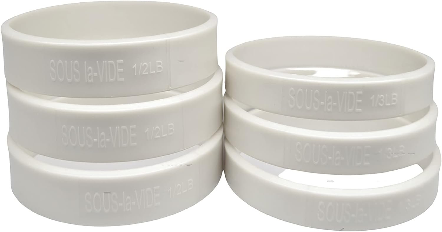 Sous Vide Perfect Hamburger/Burger Immersion Cooking Rings, SET of 6 (Combo 1/3 LB.  1/2 LB.)