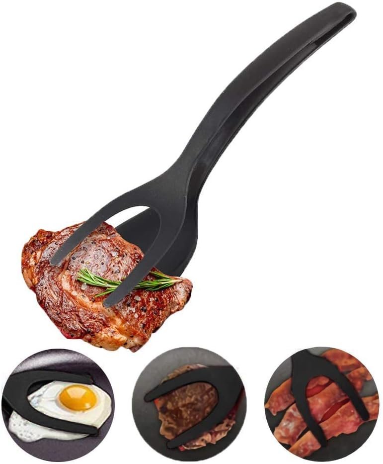 Spatula Made of Nylon with Non-Stick Coating for Pancakes, Hamburgers, Eggs. French Toast Omelet Fried Egg Turners Grip and Flip Spatula Bread Tongs