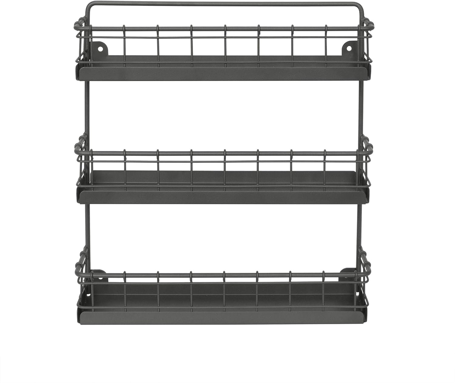 Spectrum Diversified Storage for Kitchen, Pantry, Cabinet, Industrial Gray Spectrum Vintage Wall-Mount 3-Tier Spice Rack, Large