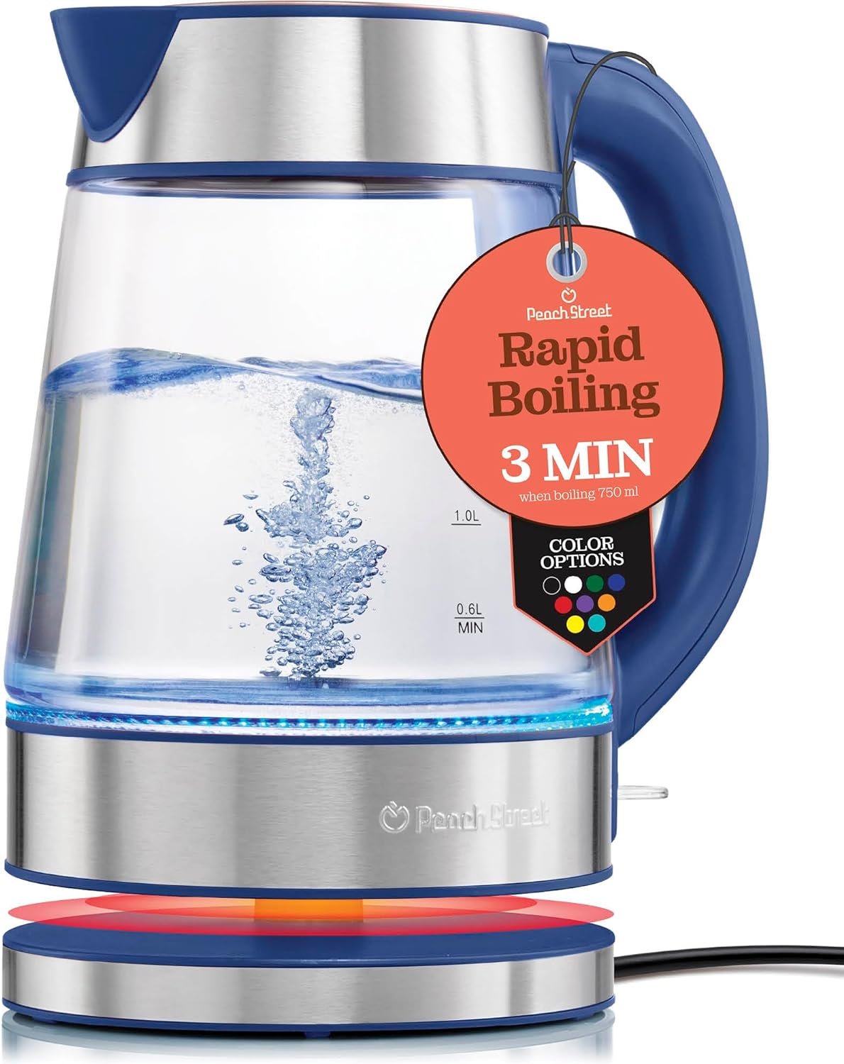 Speed-Boil Water Electric Kettle, 1.7L 1500W, Coffee  Tea Kettle Borosilicate Glass, Wide Opening, Auto Shut-Off, Cool Touch Handle, LED Light. 360° Rotation, Boil Dry Protection Speed-Boil Water Electric Kettle, 1.7L 1500W, Coffee  Tea Kettle Borosilicate Glass, Wide Opening, Auto Shut-Off, Cool Touch Handle, LED Light. 360° Rotation, Boil Dry Protection