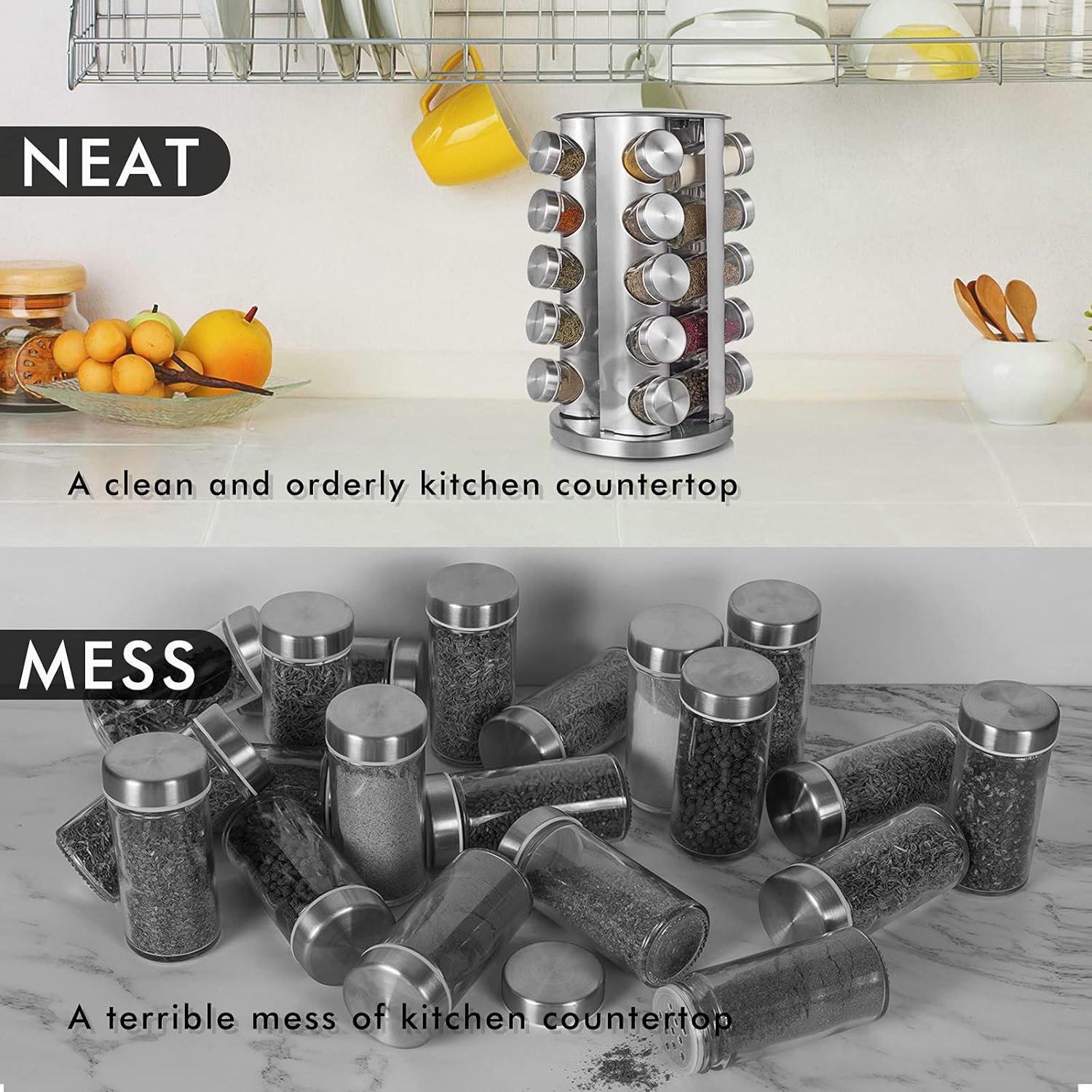 Spice Rack, Spice Rack Organizer for Countertop, Empty 20-Jars Rotating Spice Rack, Spinning Spice Rack Shelf, Revolving Spice Rack for Kitchen (Wood) Spice Rack, Spice Rack Organizer for Countertop, Empty 20-Jars Rotating Spice Rack, Spinning Spice Rack Shelf, Revolving Spice Rack for Kitchen (Wood)