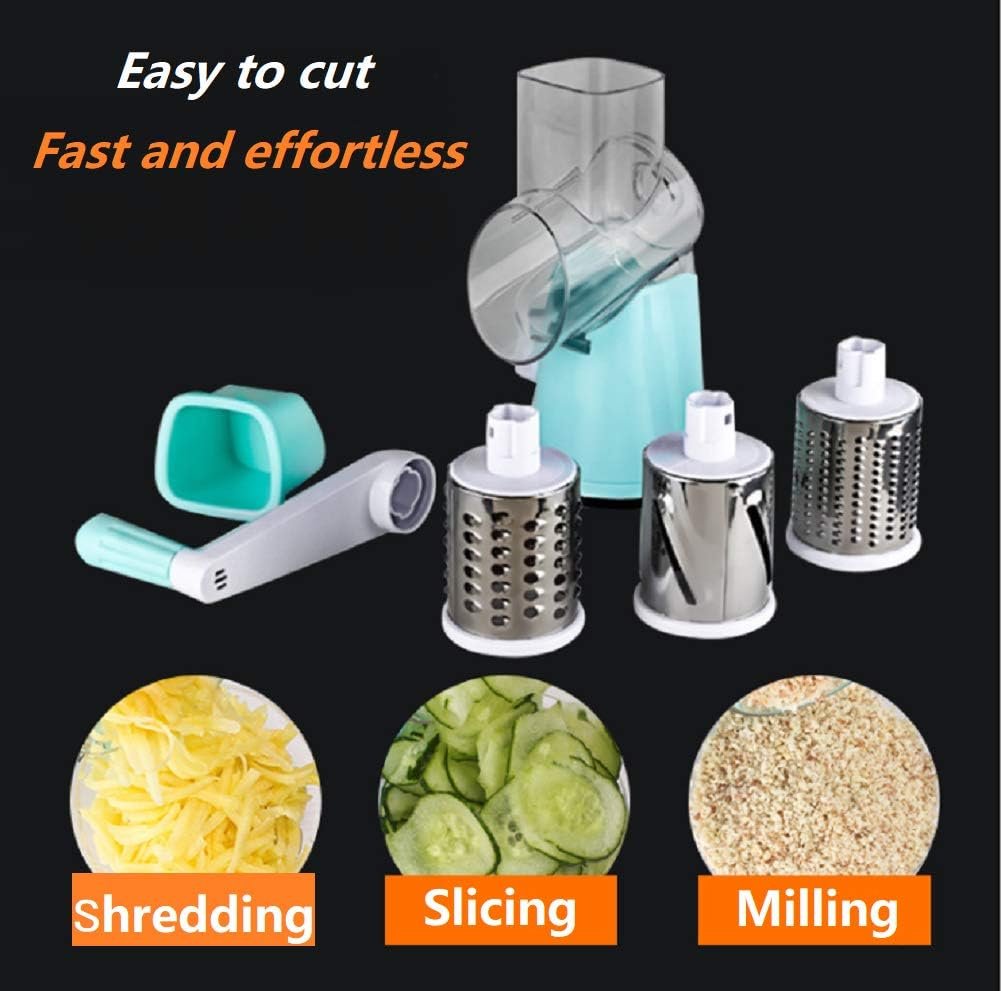 Spiralizer Vegetable Slicer, Vegetable Cutter, Mandoline Slicer Cutter Chopper and Grater Kitchen Tool, Veggie Cheese Shredder Grater Set with 3 Knife Barrels, Blue Spiralizer Vegetable Slicer, Vegetable Cutter, Mandoline Slicer Cutter Chopper and Grater Kitchen Tool, Veggie Cheese Shredder Grater Set with 3 Knife Barrels, Blue