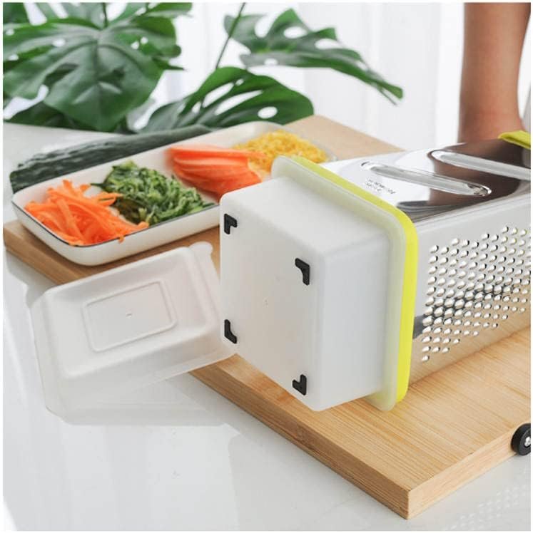 Stainless Steel Box Cheese Grater, 4-Sided XL Cheese and Vegetable Grater, Slice, Shred, Grate Vegetables, Ginger, Potatoes, Handheld Food Shredder, Zester Grater, Includes Container with Lid (Yellow)