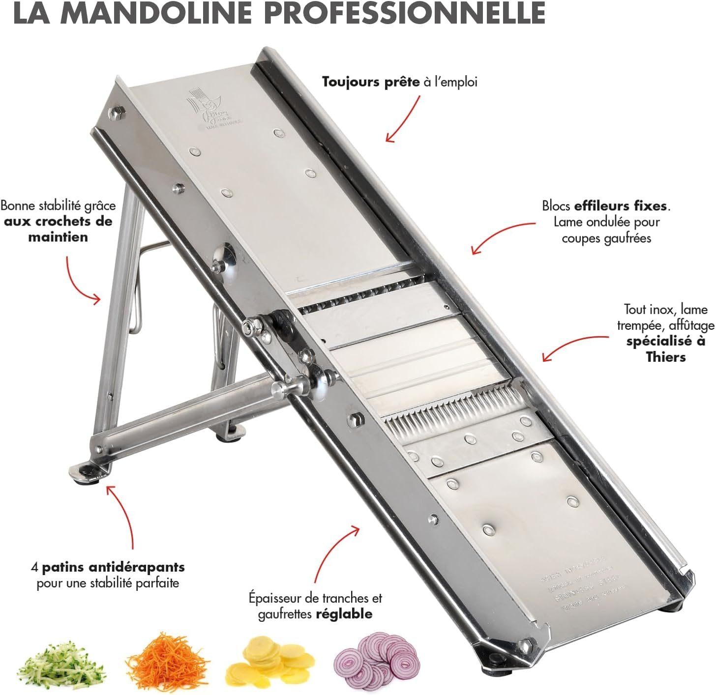 Stainless Steel Bron Mandolin Slicer Without Pusher 215030 Gray