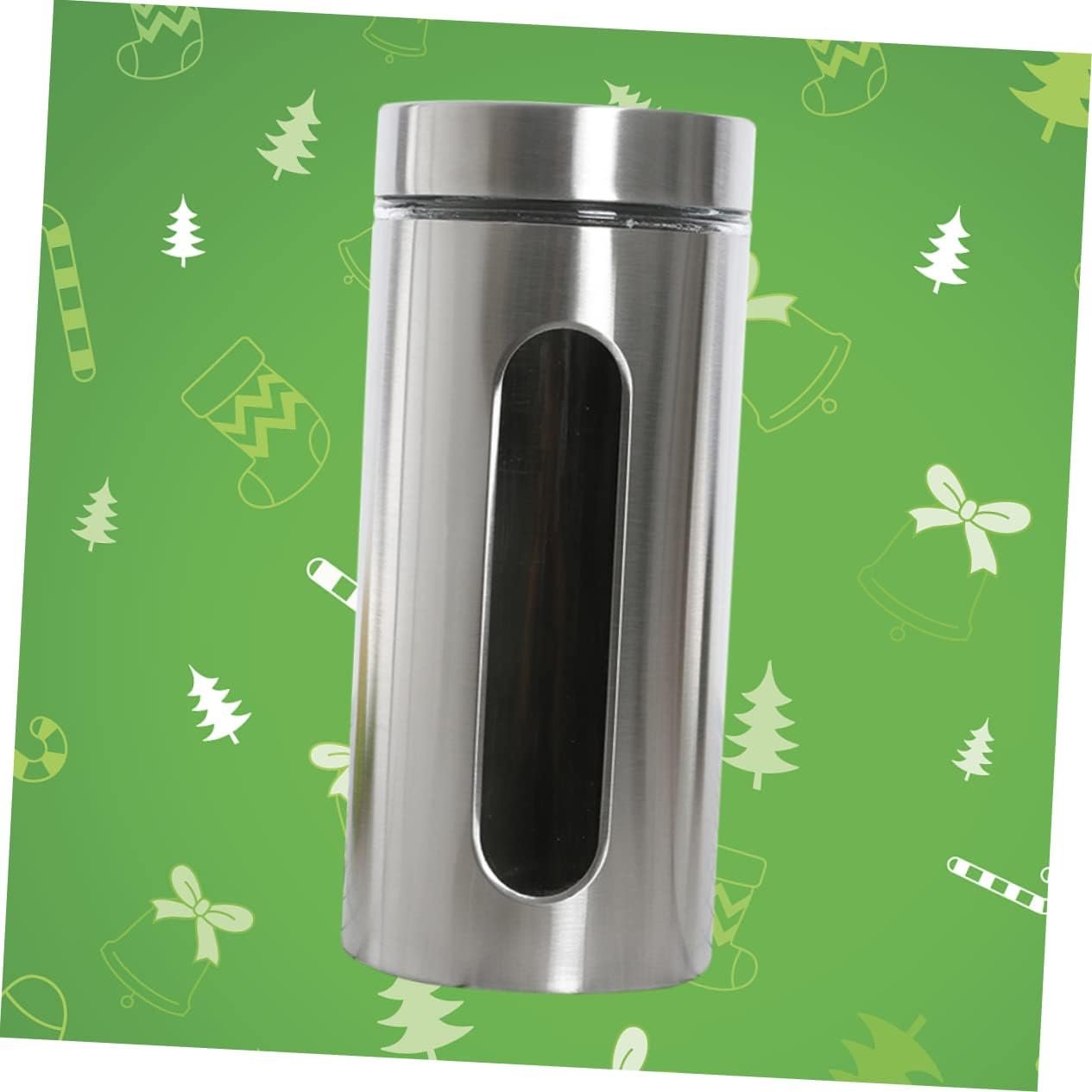 Stainless Steel Food Storage Jar Visible Food Canister Fashion Storage Tank Coffee Canister Containers with Lids Decoration Storage Containers Kitchen Supplies Counter