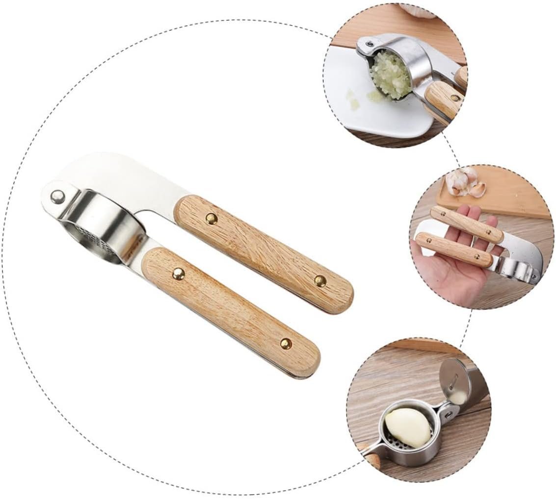 Stainless Steel Garlic Press Vegetable Chopper Garlic Rocker Kitchen Accessory Veg Peeler Manual Garlic Crusher Fruit Peeler Veggie Dicer Chopper Household Garlic Machine