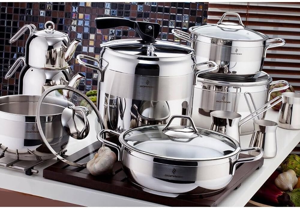 Stainless Steel Pressure Cooker, Pressure Cooker, Stainless steel pan, Pressure canner, Stainless steel pot, Cooking pot, Stainless steel 18/10, 3-layer capsule base (8 L) Stainless Steel Pressure Cooker, Pressure Cooker, Stainless steel pan, Pressure canner, Stainless steel pot, Cooking pot, Stainless steel 18/10, 3-layer capsule base (8 L)