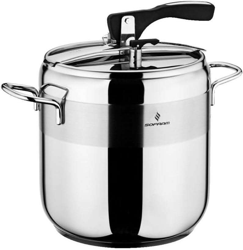 Stainless Steel Pressure Cooker, Pressure Cooker, Stainless steel pan, Pressure canner, Stainless steel pot, Cooking pot, Stainless steel 18/10, 3-layer capsule base (8 L) Stainless Steel Pressure Cooker, Pressure Cooker, Stainless steel pan, Pressure canner, Stainless steel pot, Cooking pot, Stainless steel 18/10, 3-layer capsule base (8 L)