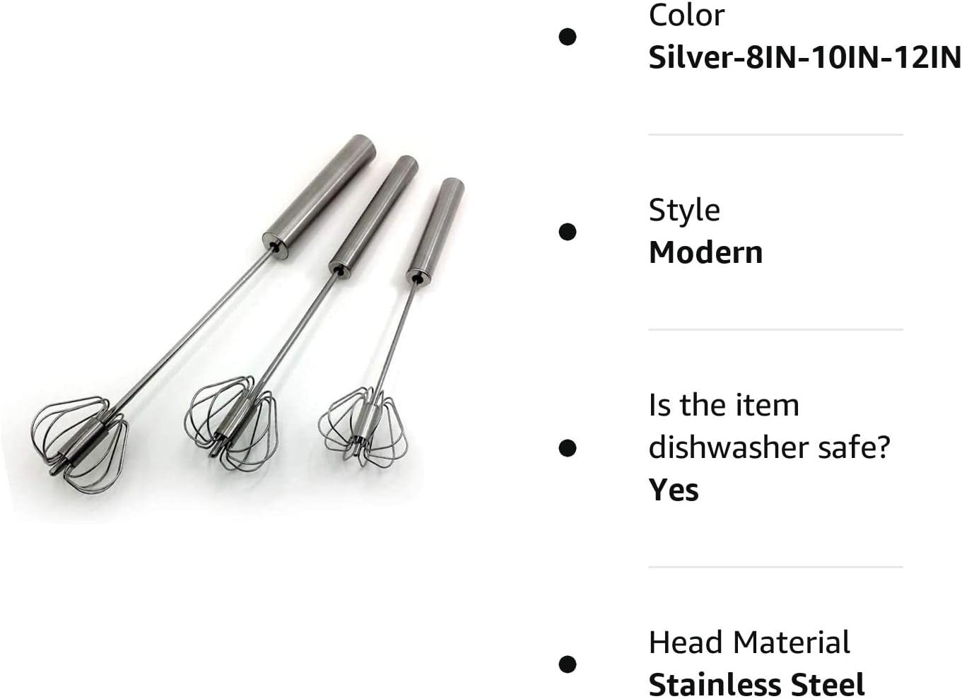 Stainless Steel Semi-automatic Egg Whisk - 3PCS Hand Push Rotary Whisk Blender