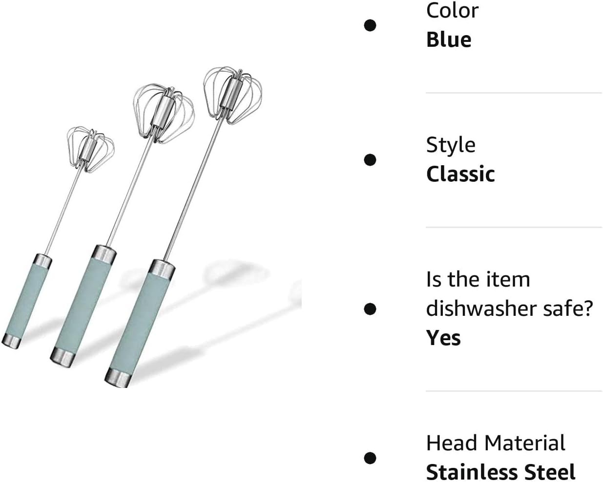 Stainless Steel Semi-automatic Egg Whisk - 3PCS Hand Push Rotary Whisk Blender