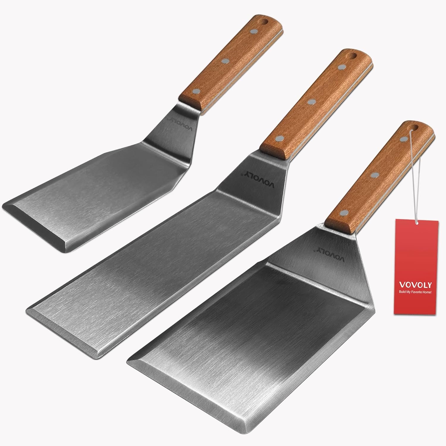 Stainless Steel Spatula Set, Grill Spatula Set with Full Tang Handle  Beveled Edges, Long Wide Spatula for Cast Iron Griddle BBQ Flat Top Grill, Pancake Spatula, Smash Burgers Metal Spatula